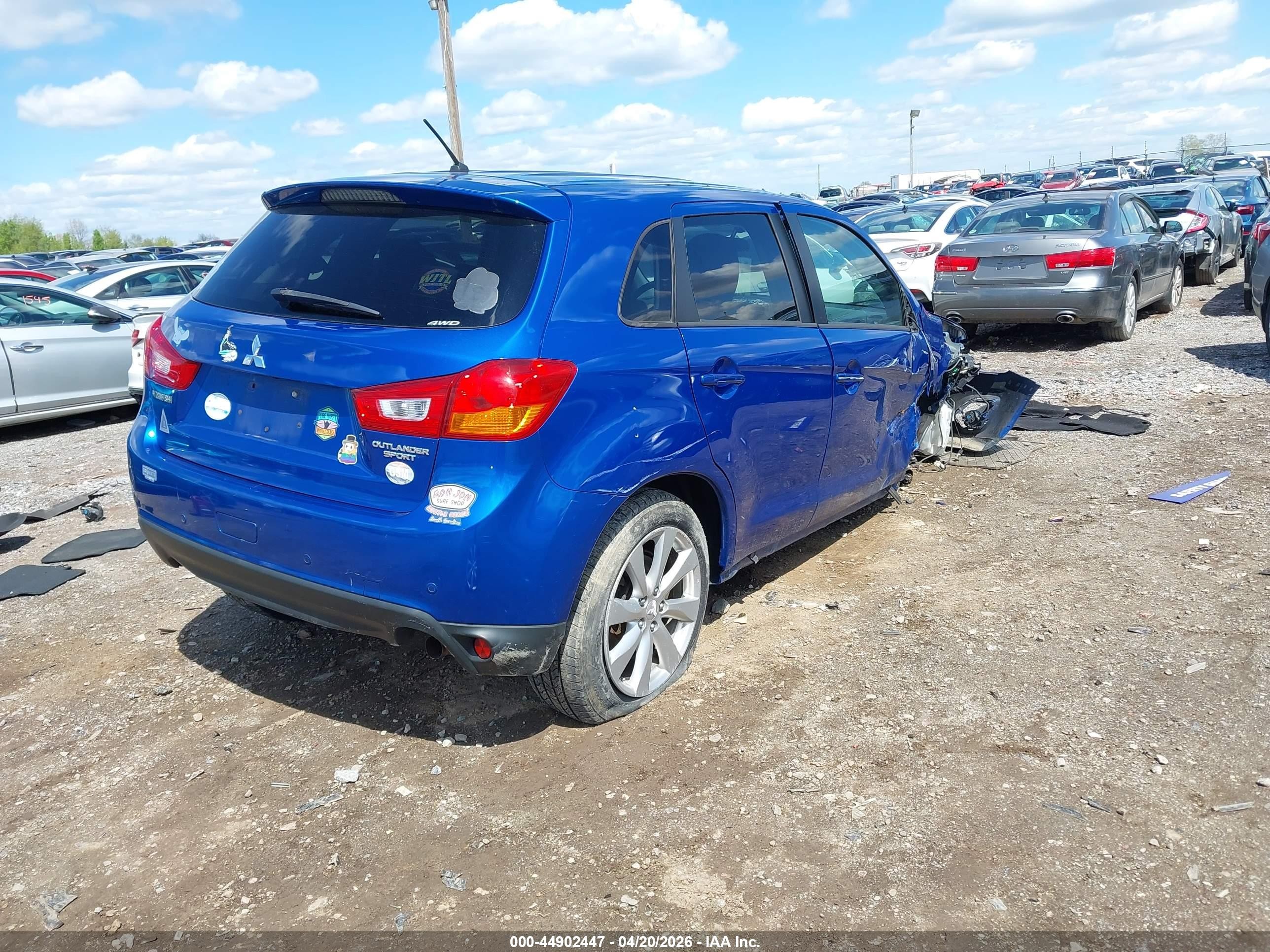 2015 Mitsubishi Outlander Sport Es Синий vin: 4A4AR3AUXFE030303