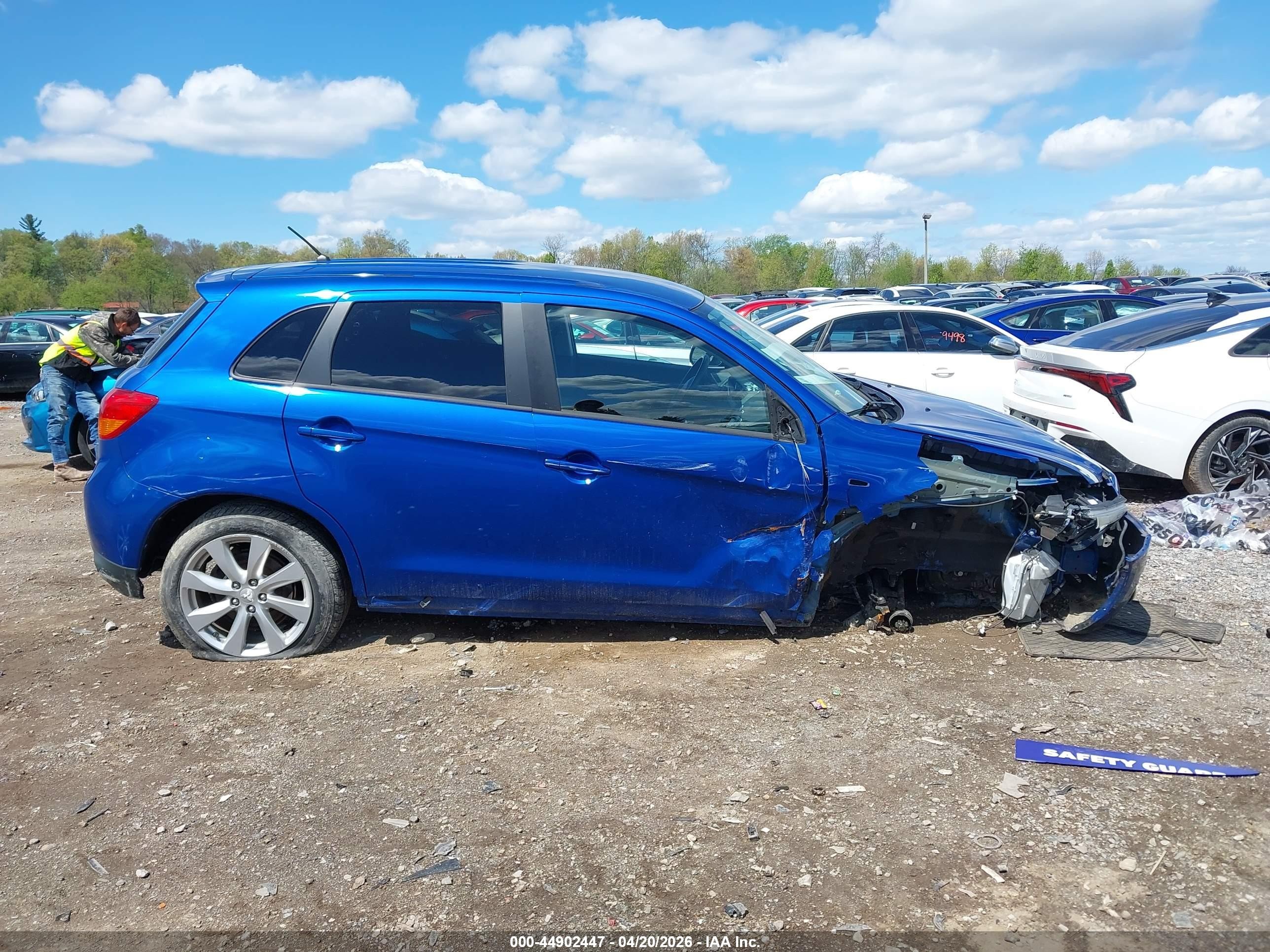 2015 Mitsubishi Outlander Sport Es Синий vin: 4A4AR3AUXFE030303