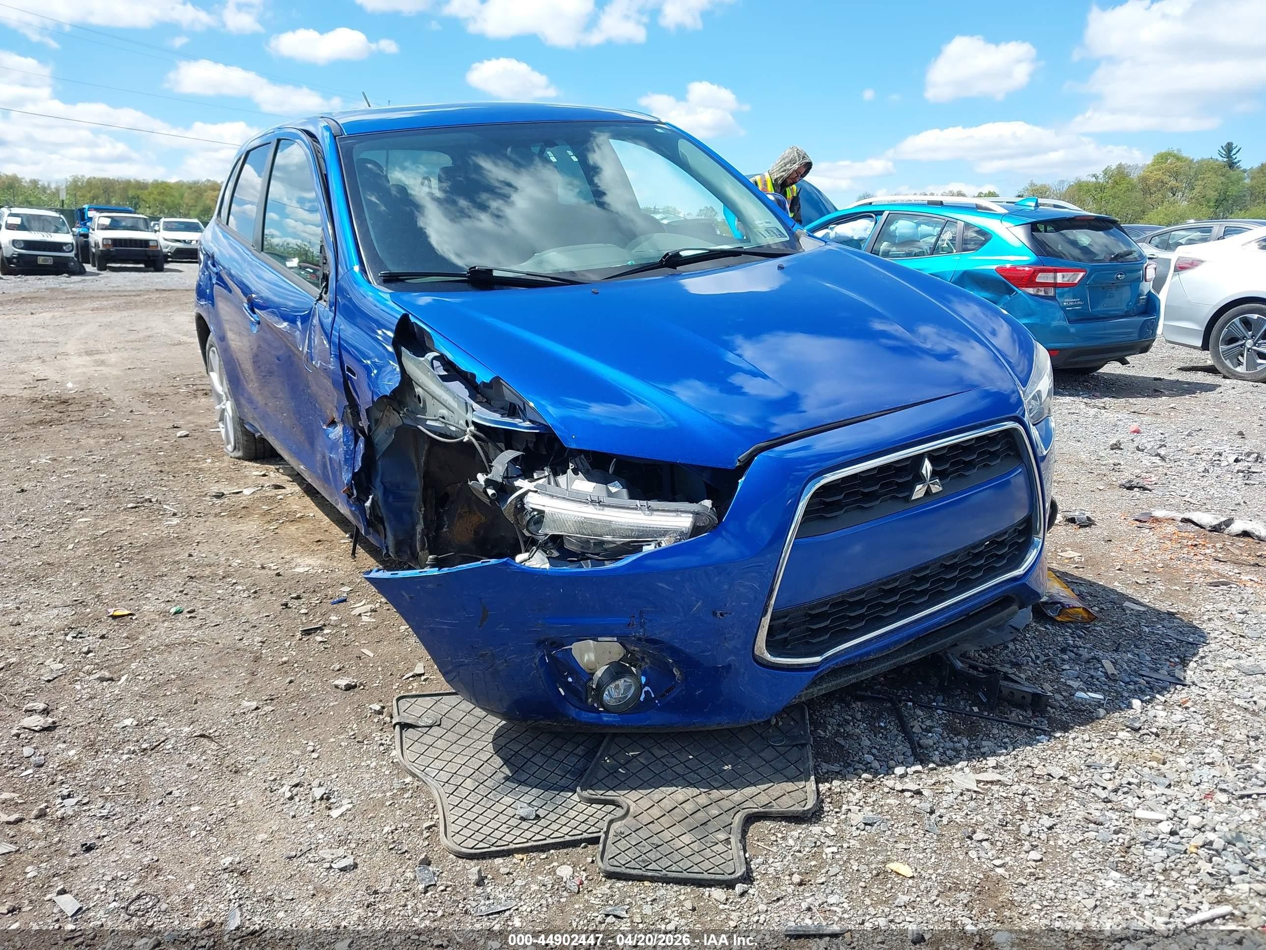 2015 Mitsubishi Outlander Sport Es Синий vin: 4A4AR3AUXFE030303