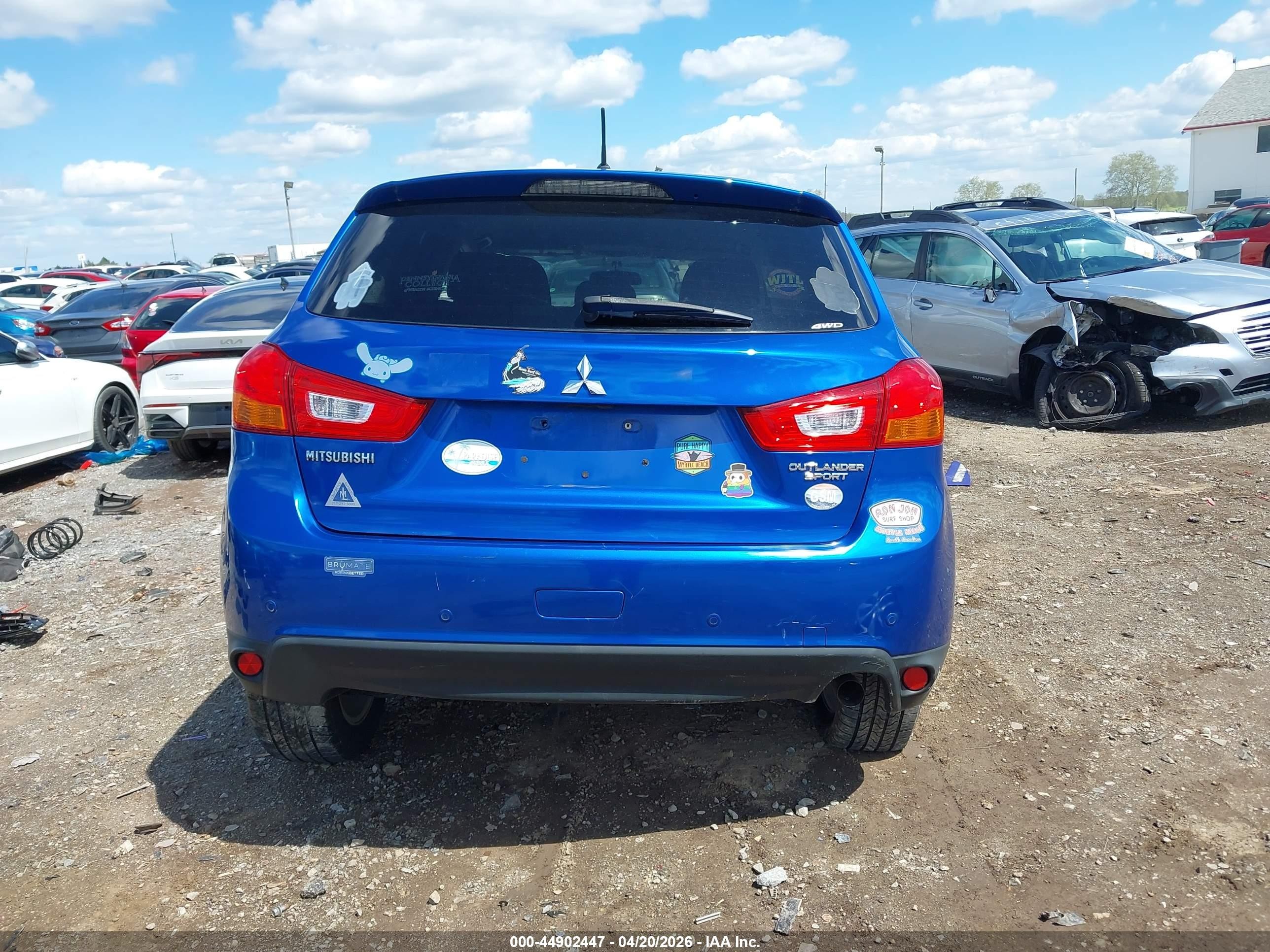 2015 Mitsubishi Outlander Sport Es Синий vin: 4A4AR3AUXFE030303