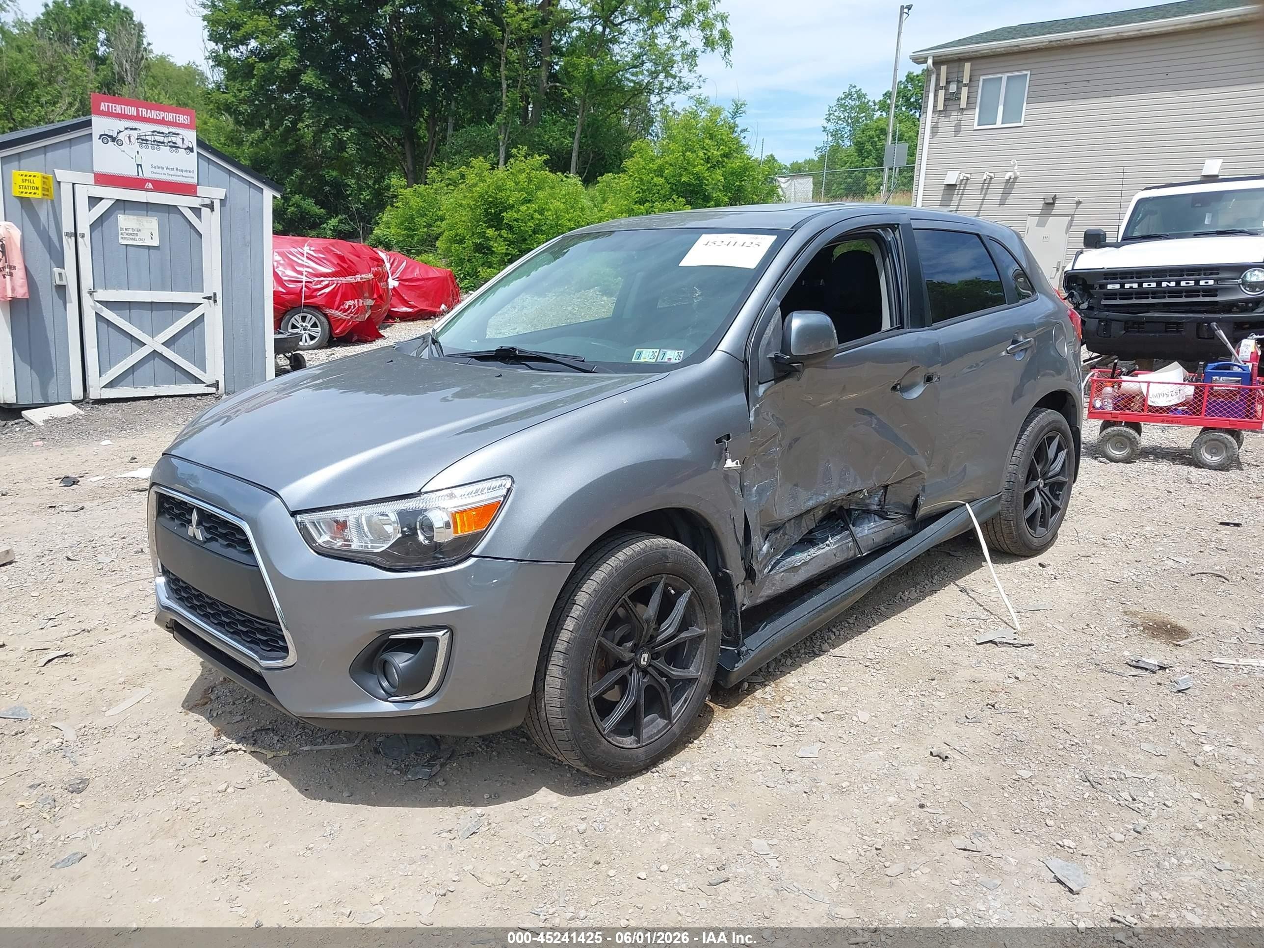 2015 Mitsubishi Outlander Sport Es Gray vin: 4A4AR3AW0FE057415