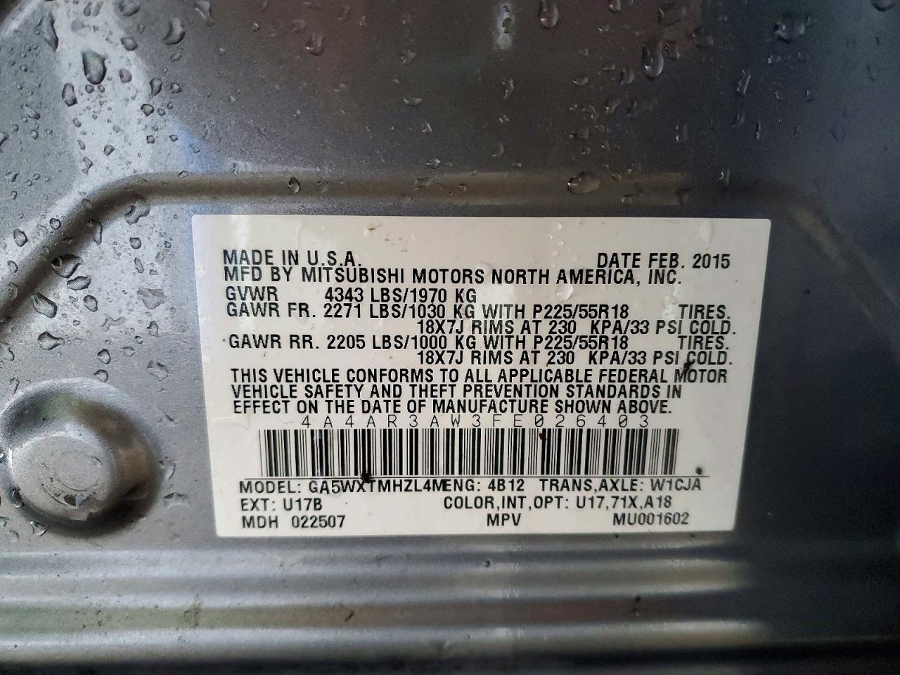 2015 Mitsubishi Outlander Sport Es Gray vin: 4A4AR3AW3FE026403
