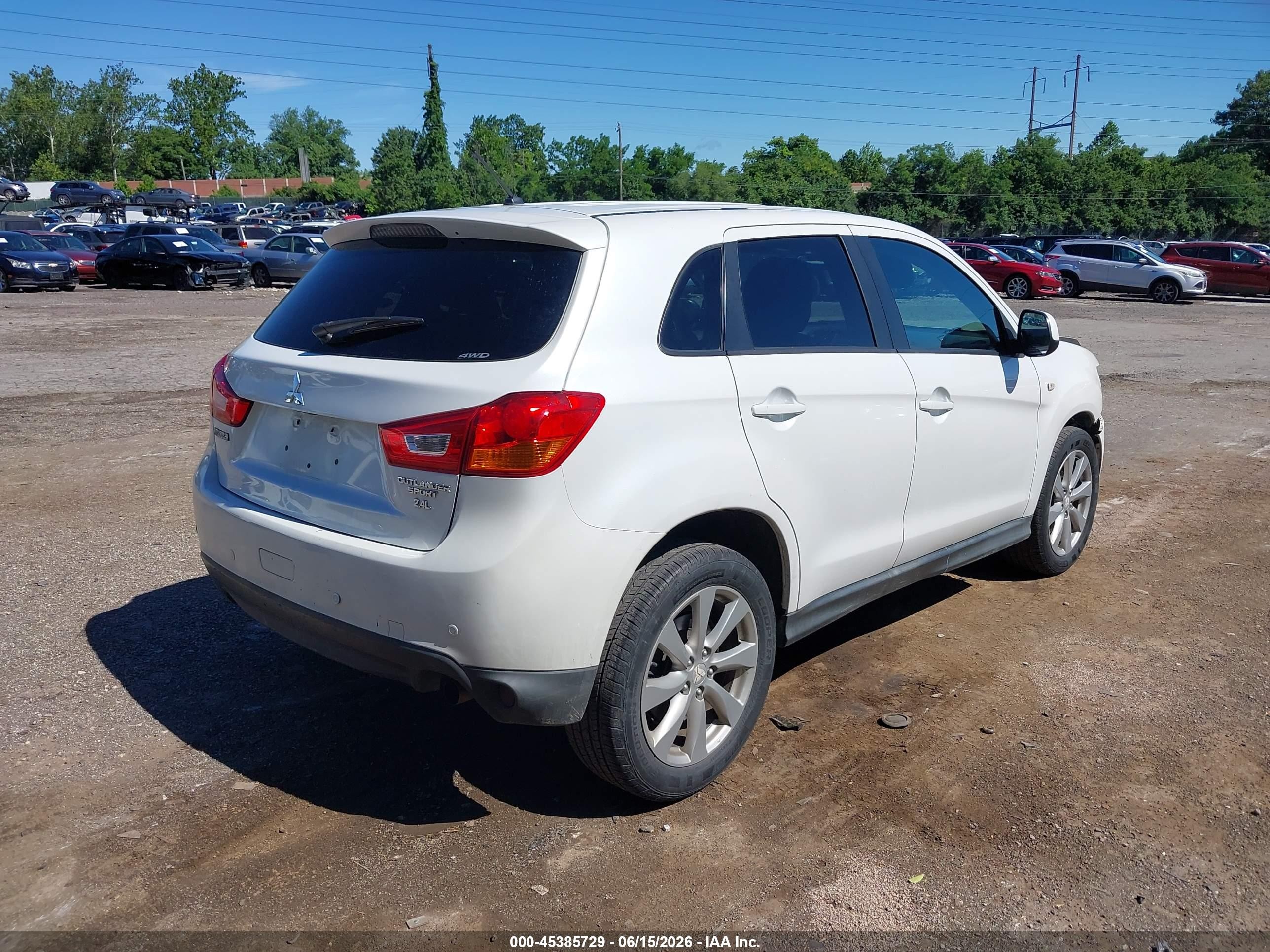 2015 Mitsubishi Outlander Sport Es White vin: 4A4AR3AW6FE041753