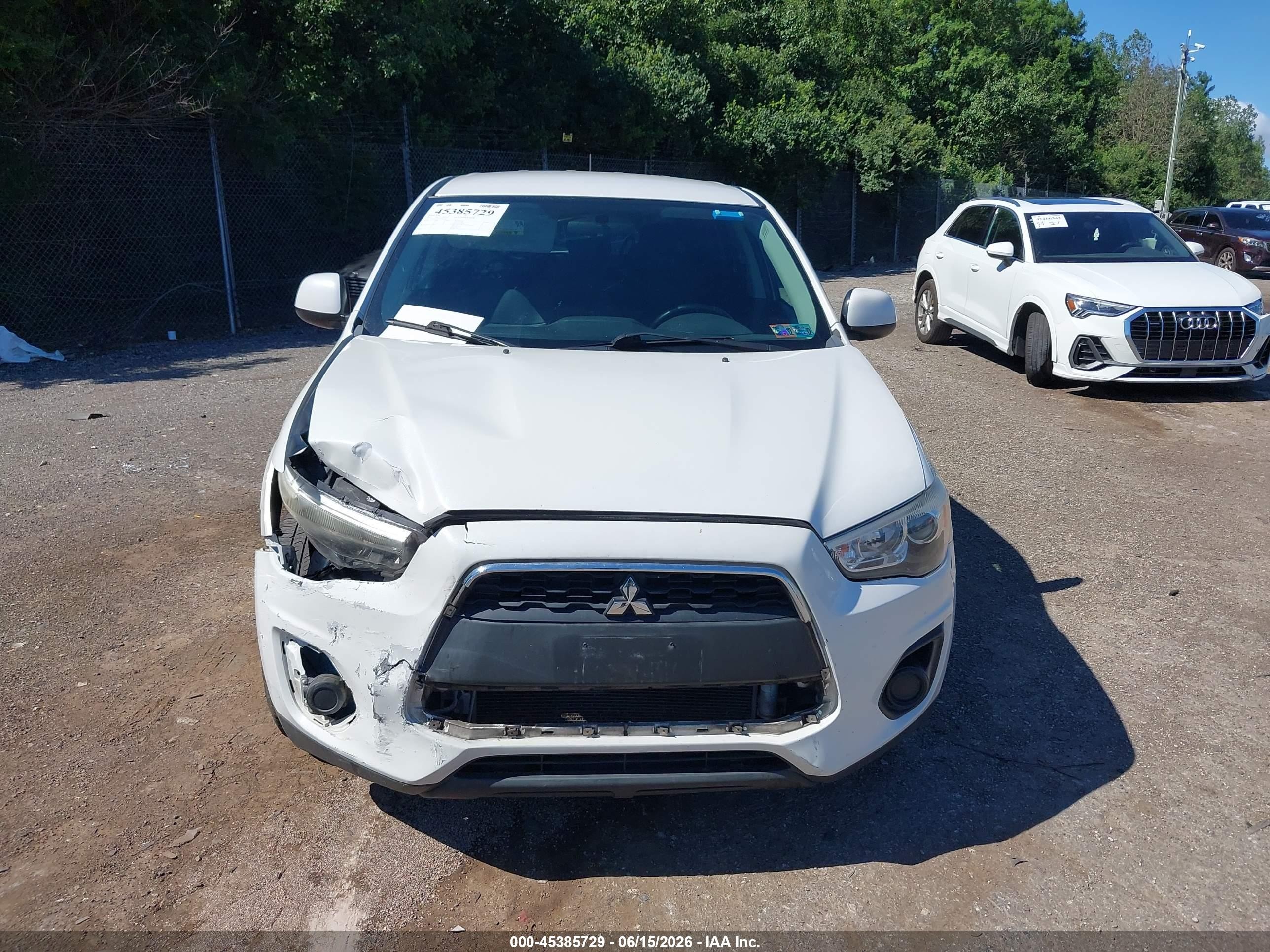 2015 Mitsubishi Outlander Sport Es White vin: 4A4AR3AW6FE041753