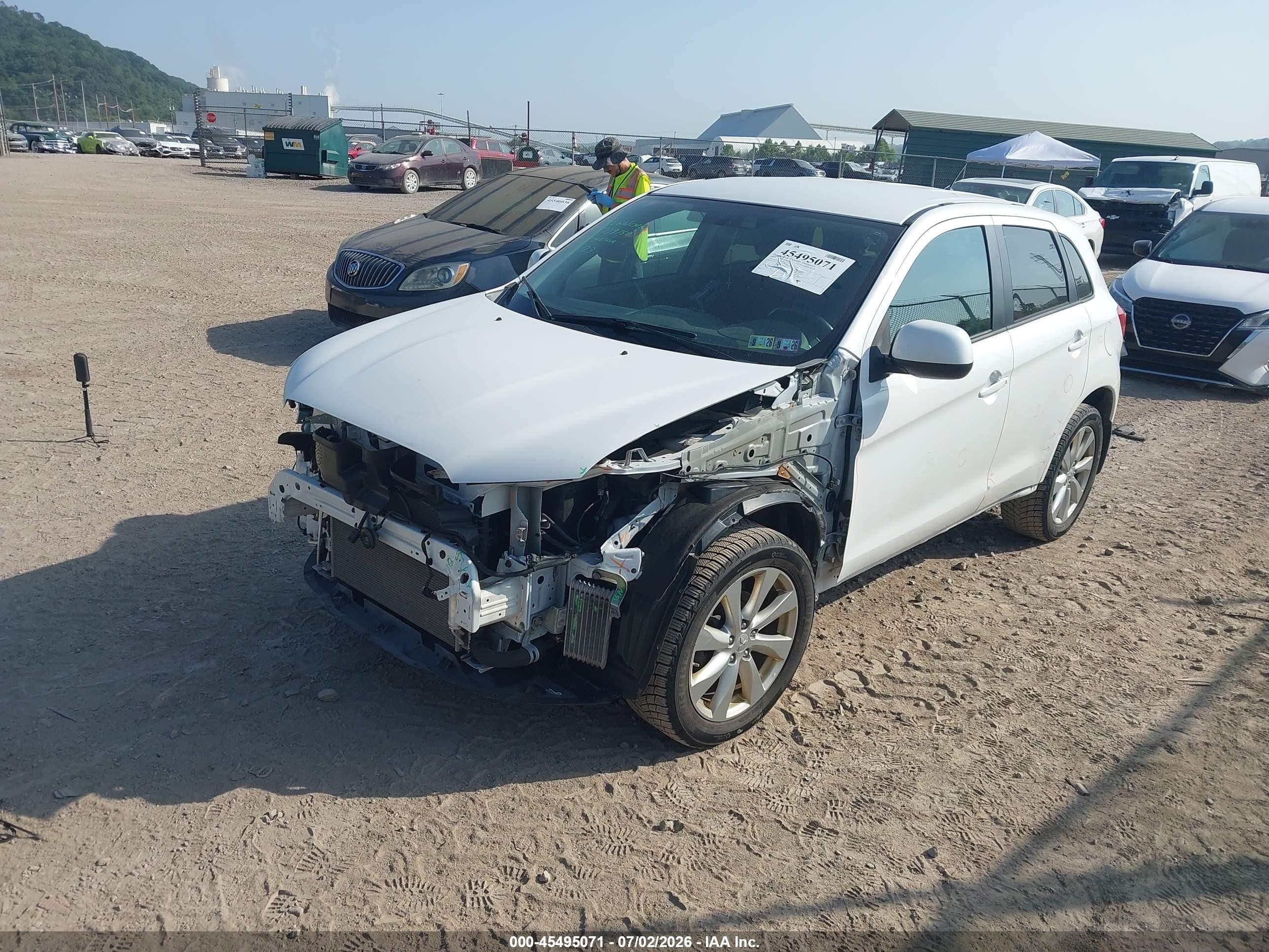 2015 Mitsubishi Outlander Sport Es White vin: 4A4AR3AW7FE055337