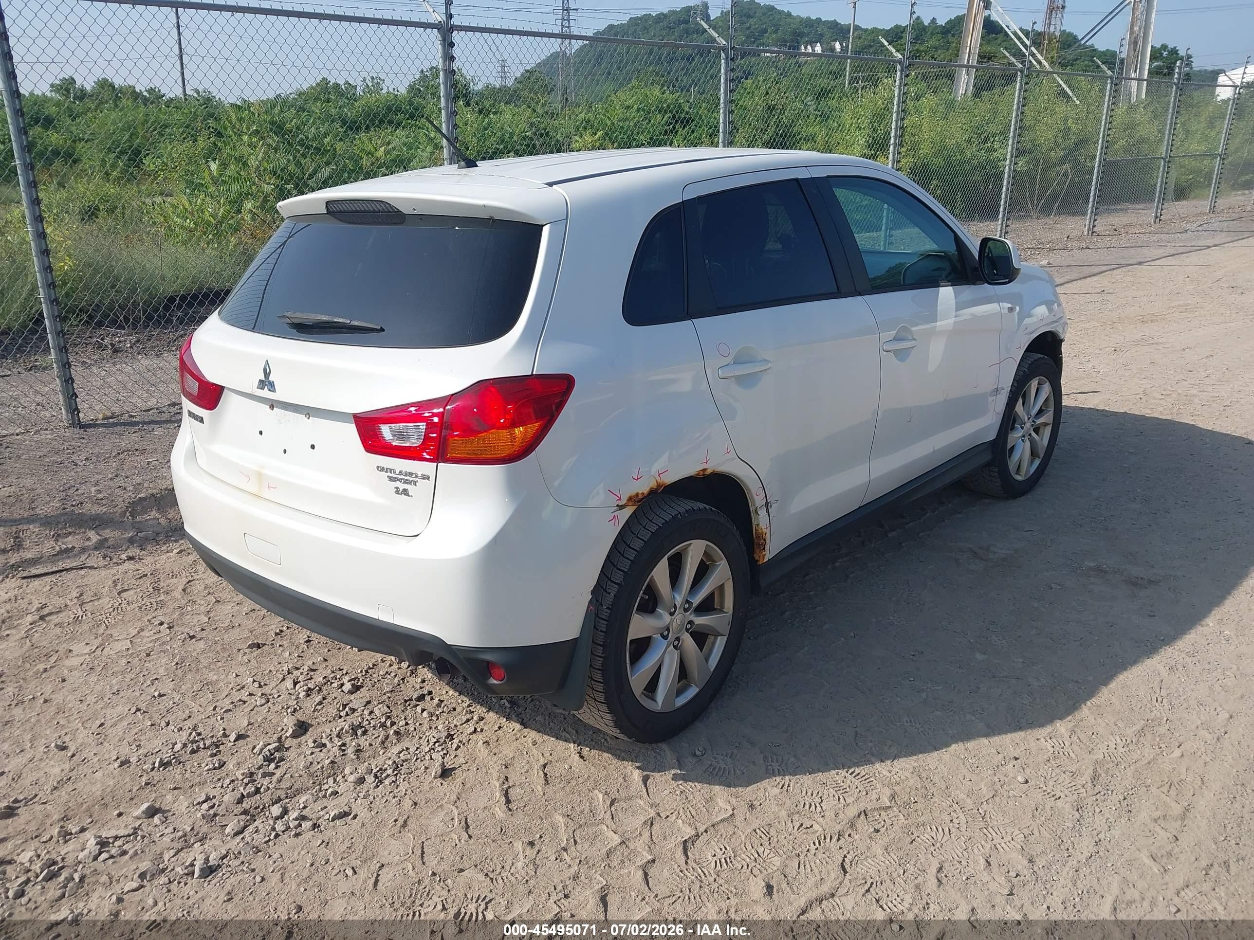 2015 Mitsubishi Outlander Sport Es White vin: 4A4AR3AW7FE055337