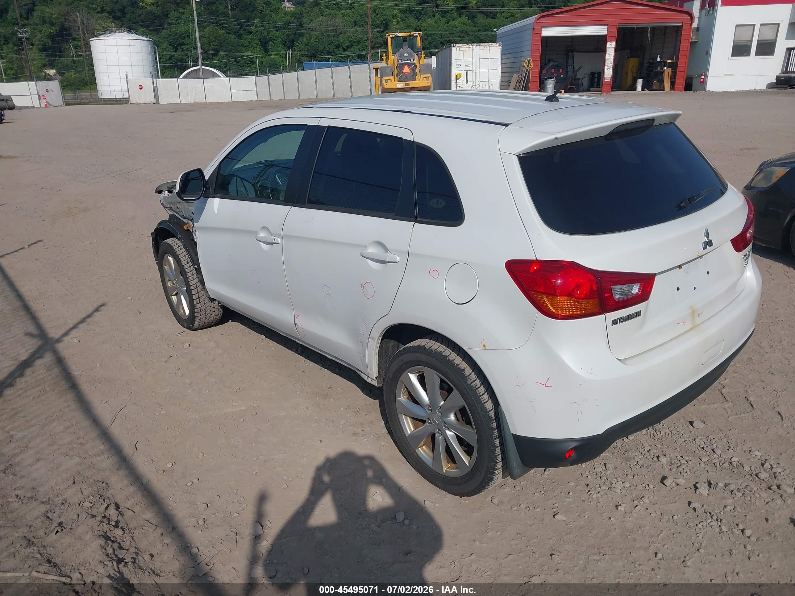2015 Mitsubishi Outlander Sport Es White vin: 4A4AR3AW7FE055337