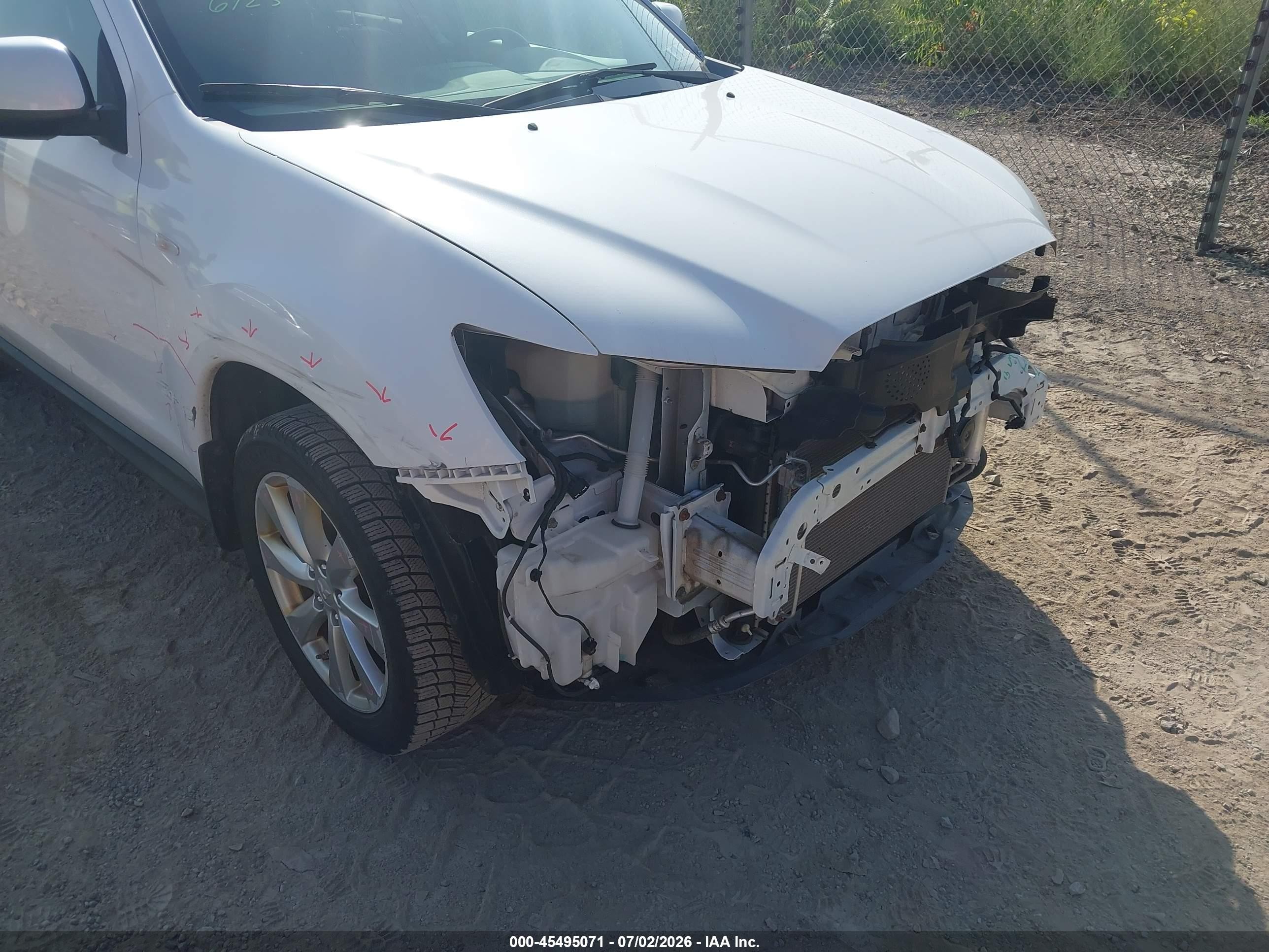2015 Mitsubishi Outlander Sport Es White vin: 4A4AR3AW7FE055337