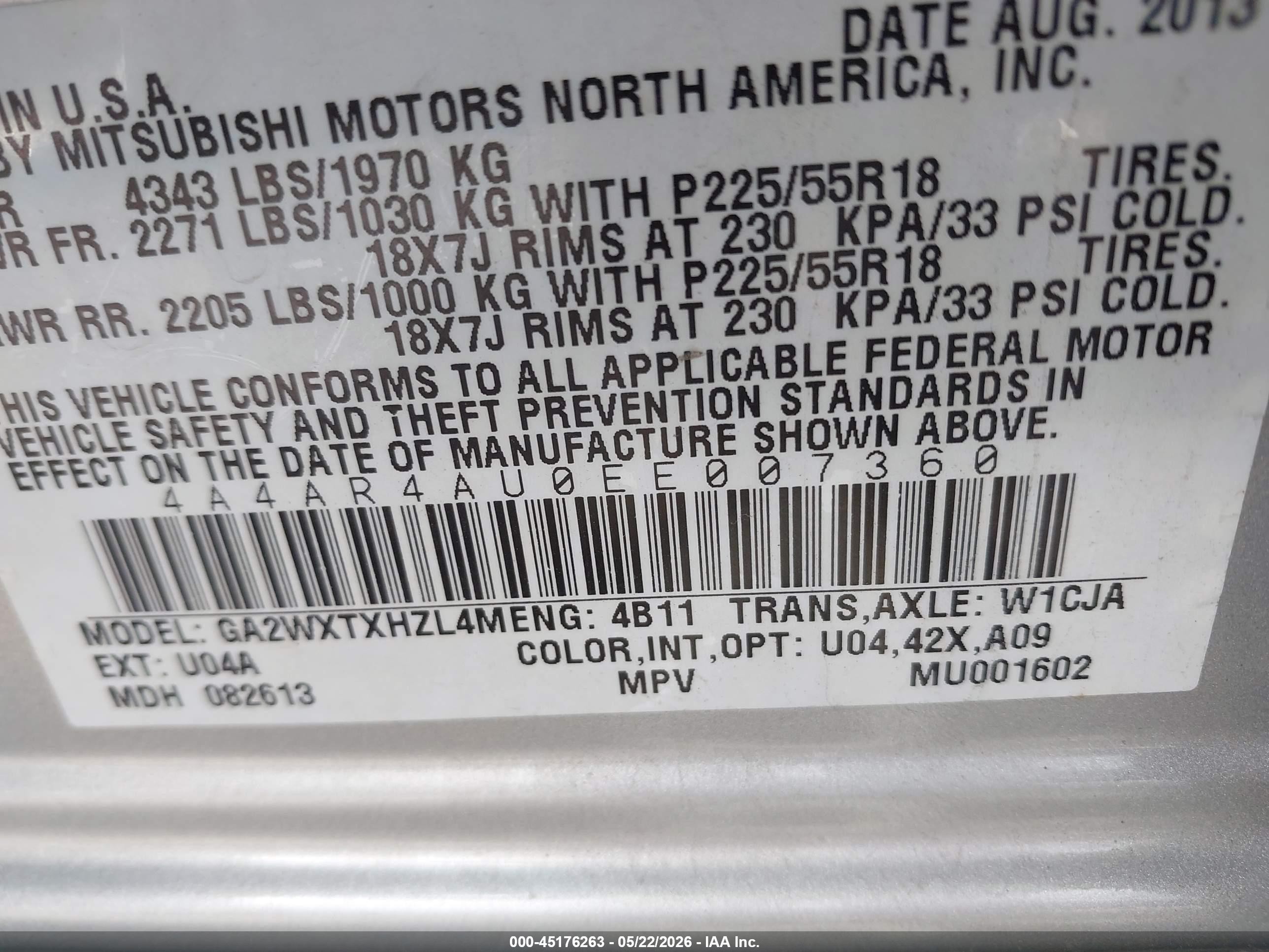 2014 Mitsubishi Outlander Sport Se Silver vin: 4A4AR4AU0EE007360