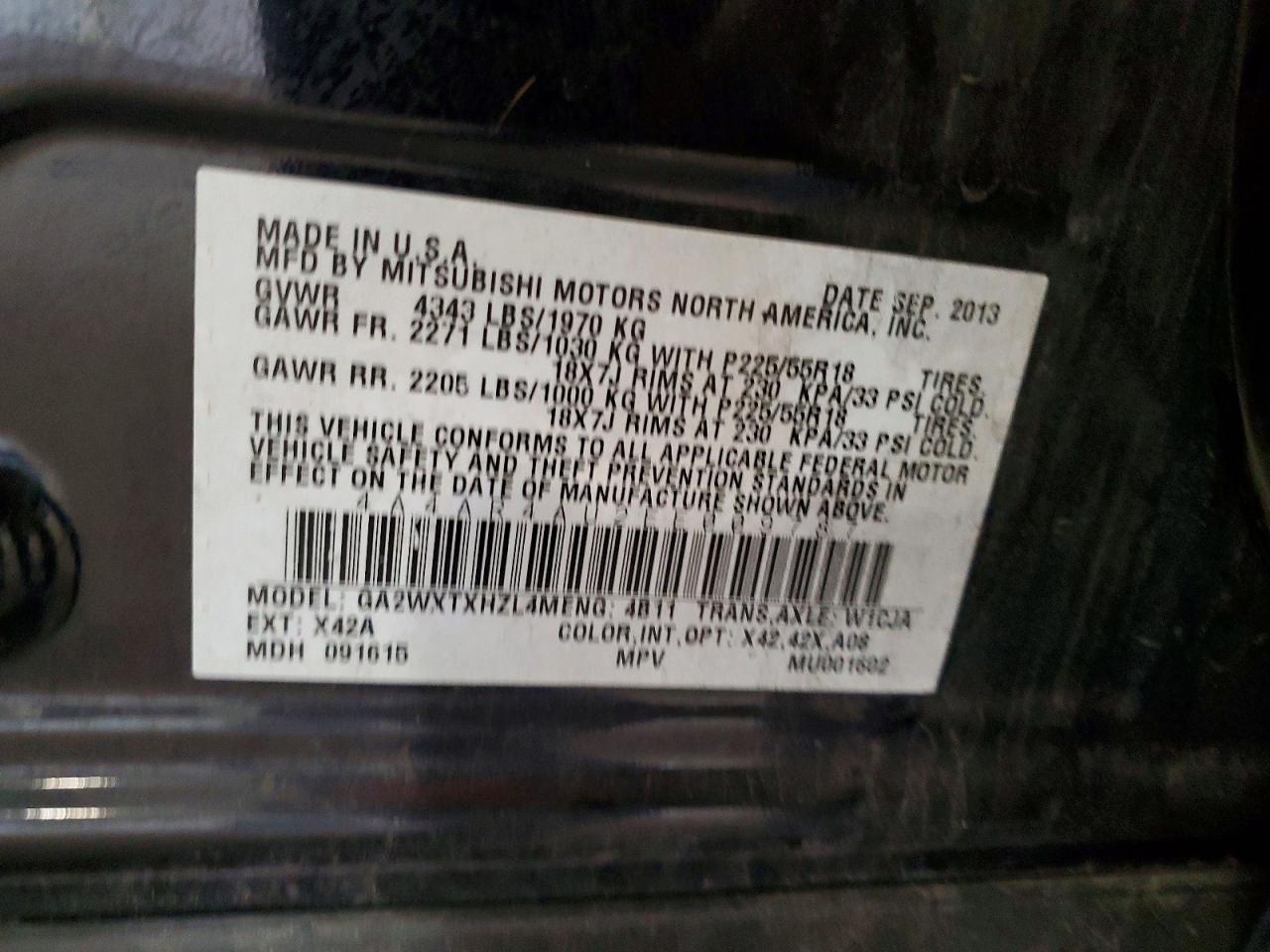 2014 Mitsubishi Outlander Sport Se Black vin: 4A4AR4AU2EE009787