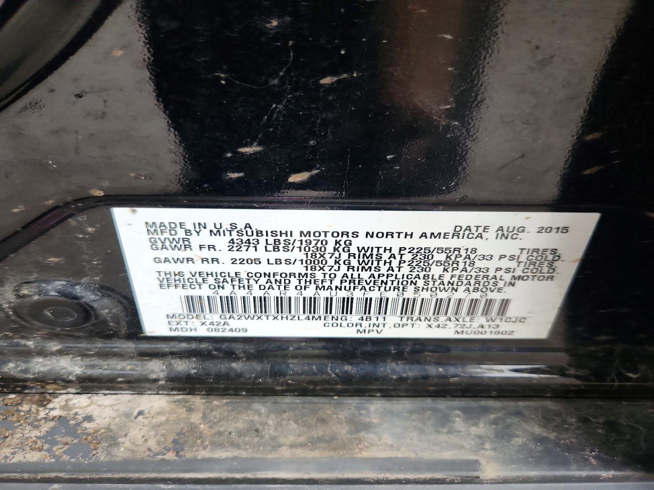 2015 Mitsubishi Outlander Sport Se Black vin: 4A4AR4AU3FE050270