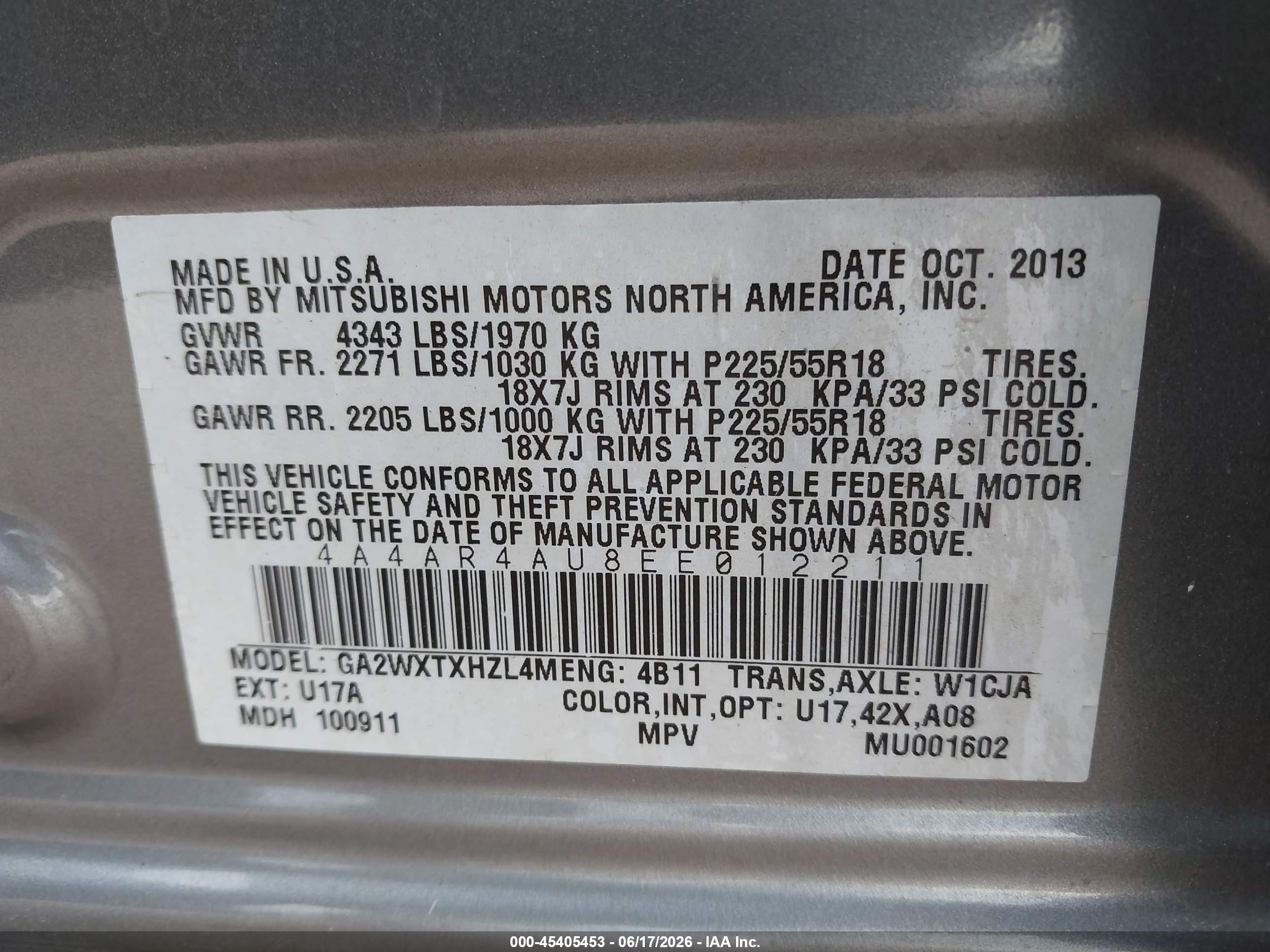 2014 Mitsubishi Outlander Sport Se Gray vin: 4A4AR4AU8EE012211