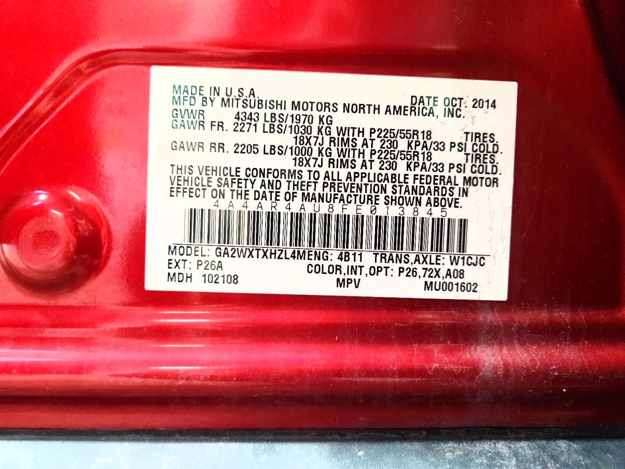2015 Mitsubishi Outlander Sport Se Red vin: 4A4AR4AU8FE013845