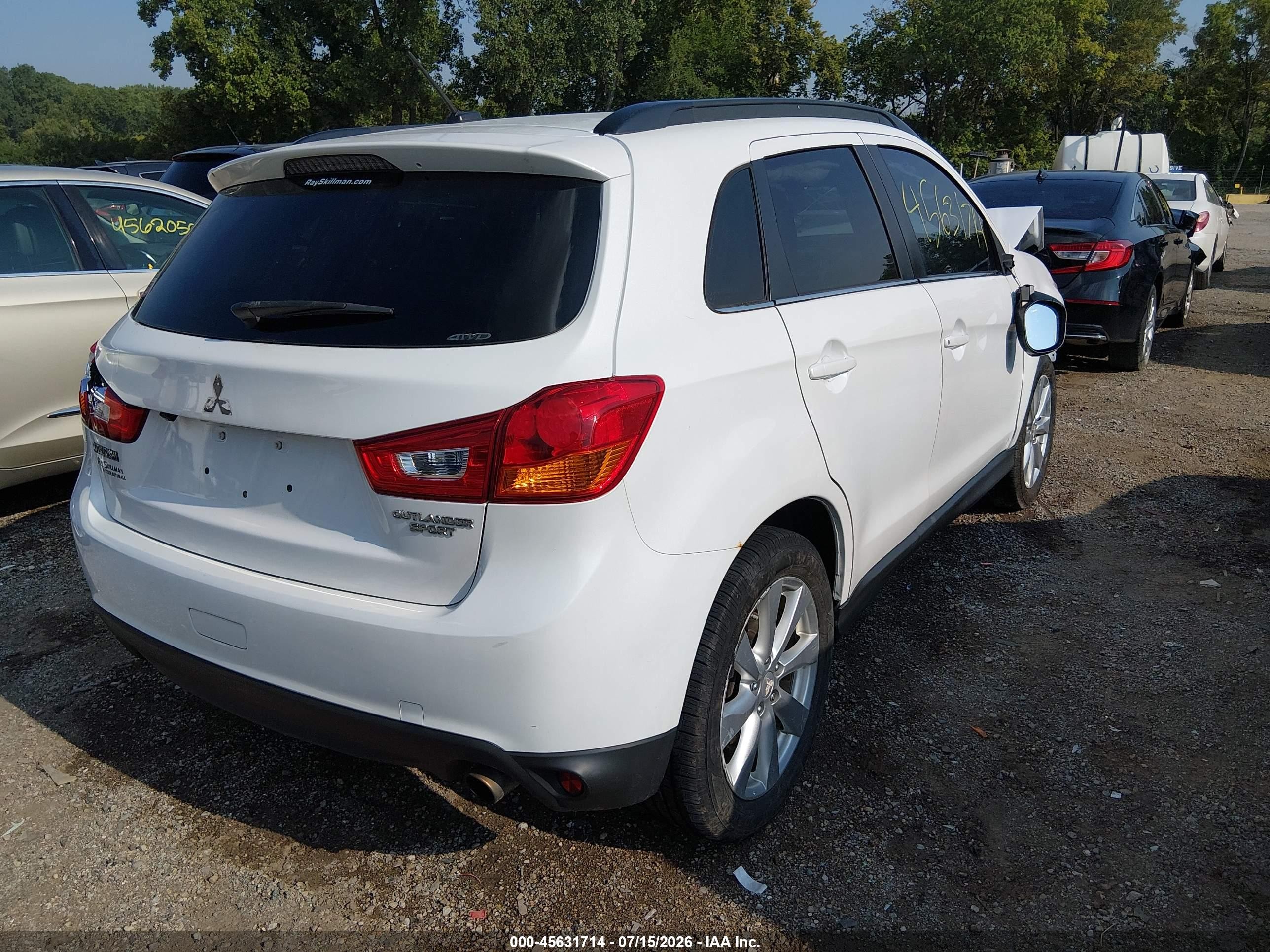 2015 Mitsubishi Outlander Sport Se White vin: 4A4AR4AU9FE010291