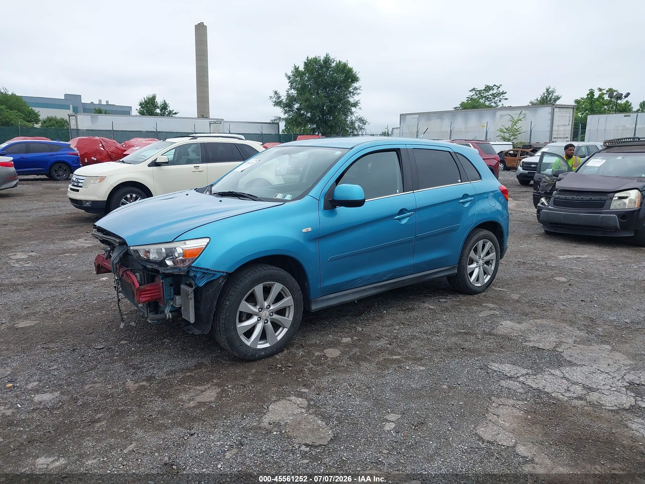 2014 Mitsubishi Outlander Sport Se Blue vin: 4A4AR4AUXEE002019