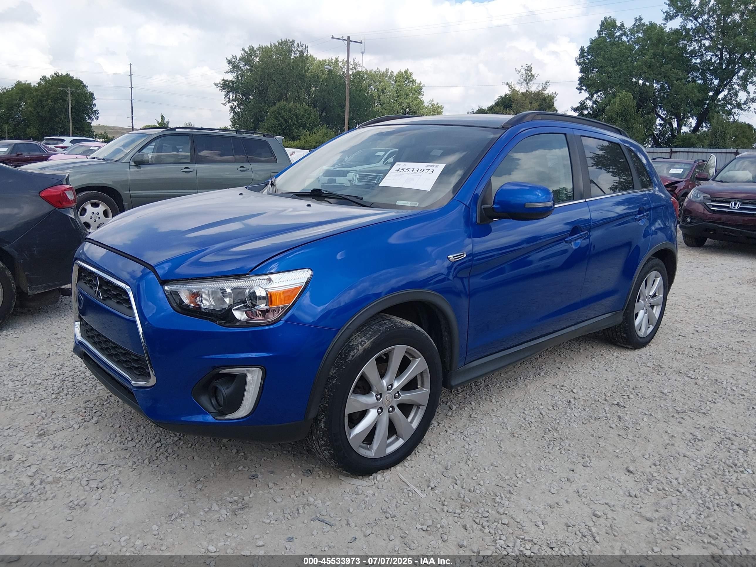 2015 Mitsubishi Outlander Sport Gt Blue vin: 4A4AR4AW6FE027888