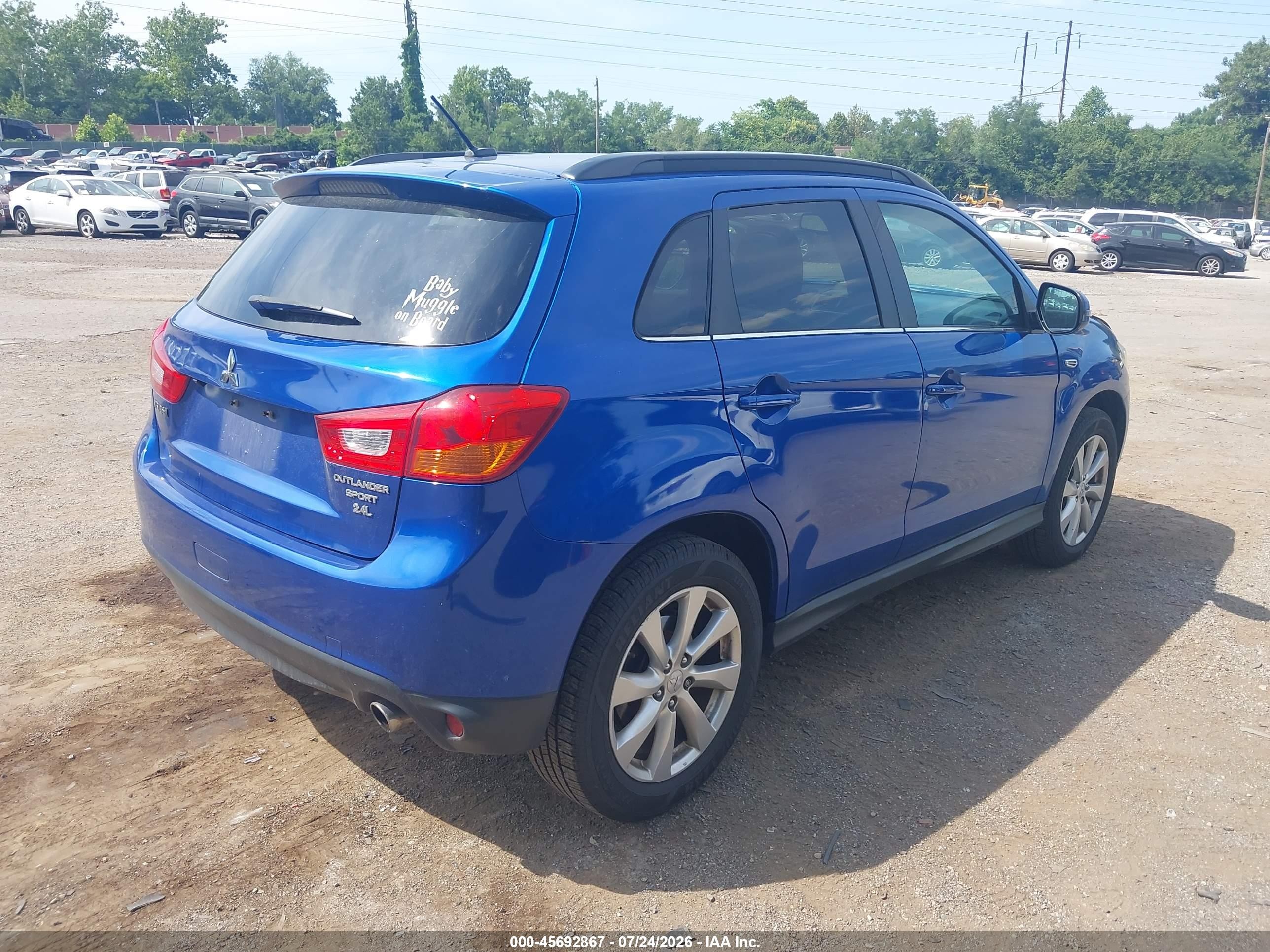2015 Mitsubishi Outlander Sport Gt Blue vin: 4A4AR4AWXFE043320