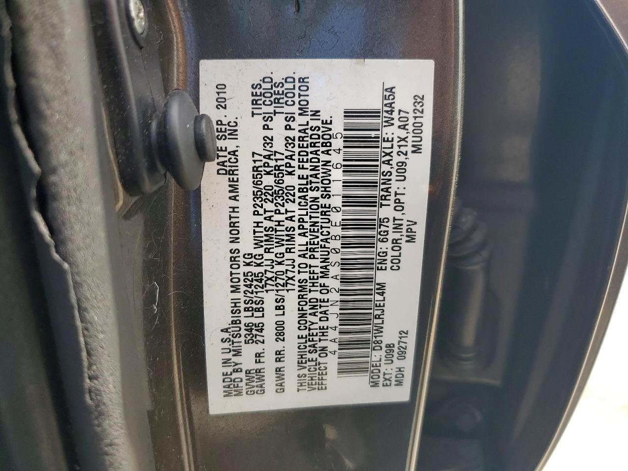 2011 Mitsubishi Endeavor Ls Charcoal vin: 4A4JN2AS0BE011645