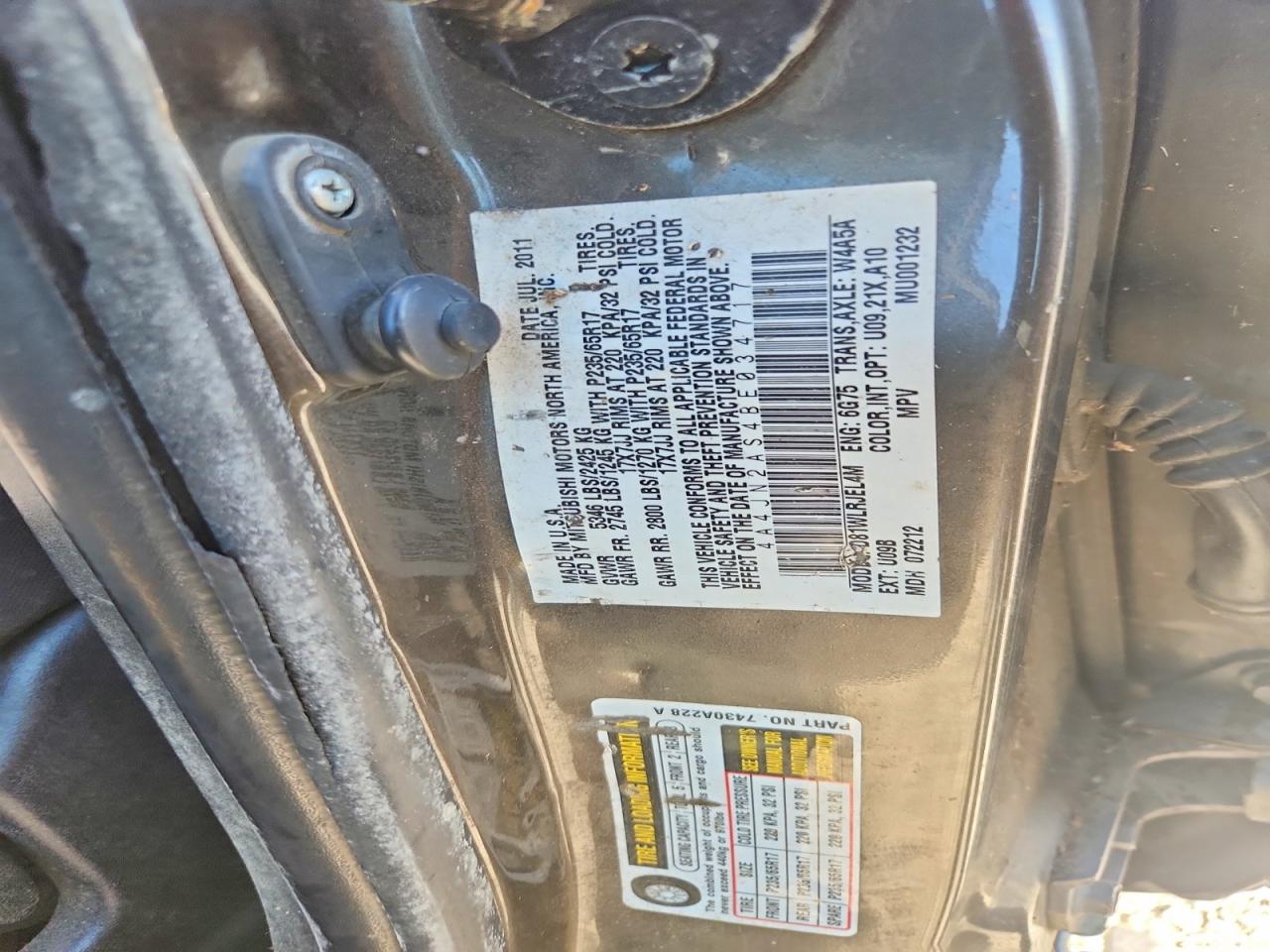 2011 Mitsubishi Endeavor Ls Black vin: 4A4JN2AS4BE034717