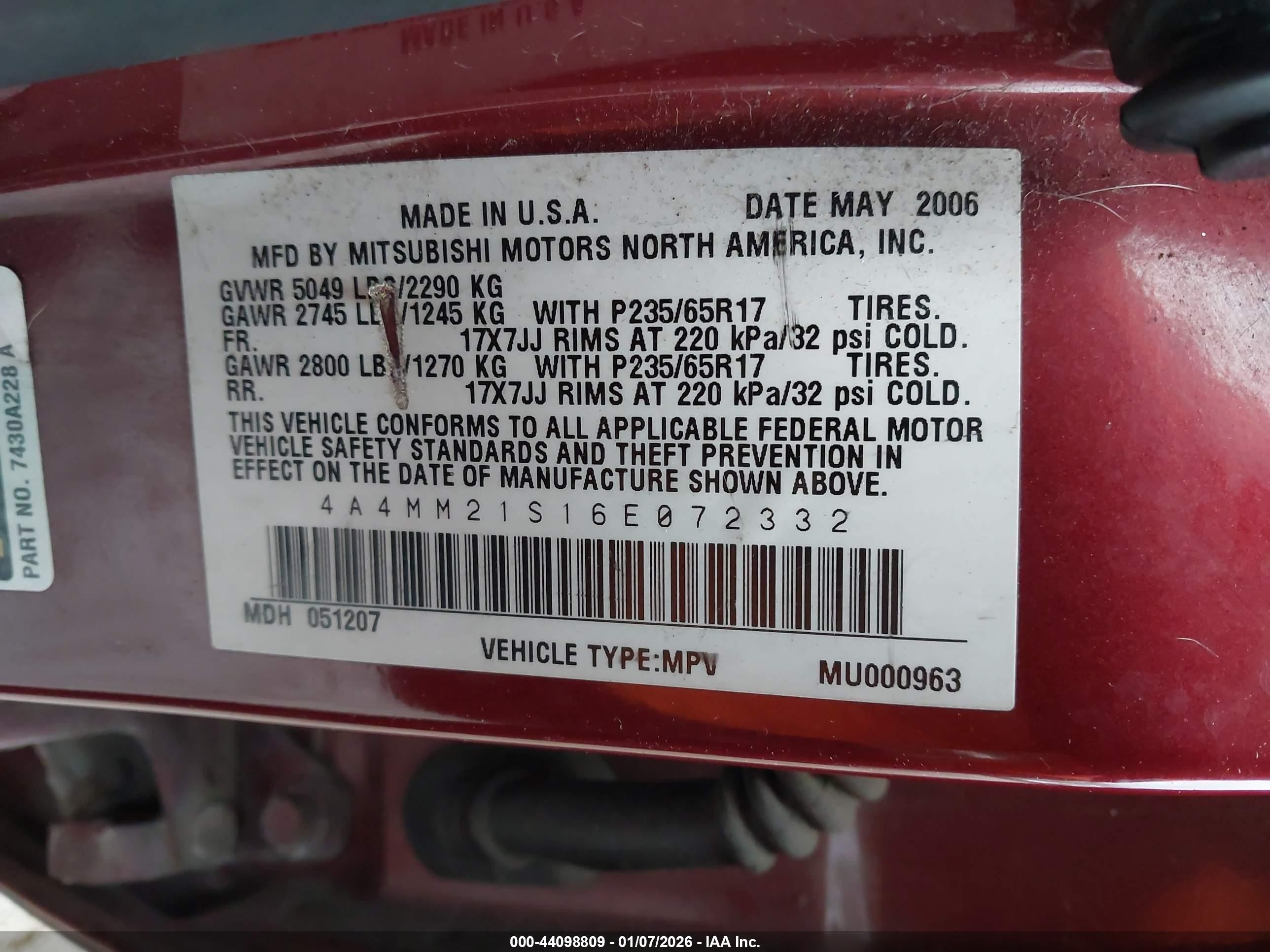 2006 Mitsubishi Endeavor Ls Красный vin: 4A4MM21S16E072332