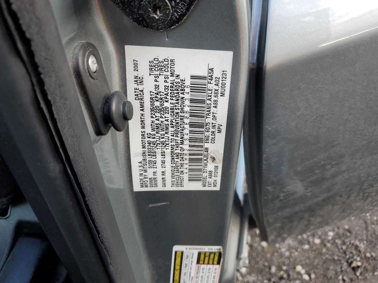 2007 Mitsubishi Endeavor Ls Gray vin: 4A4MM21S47E062346