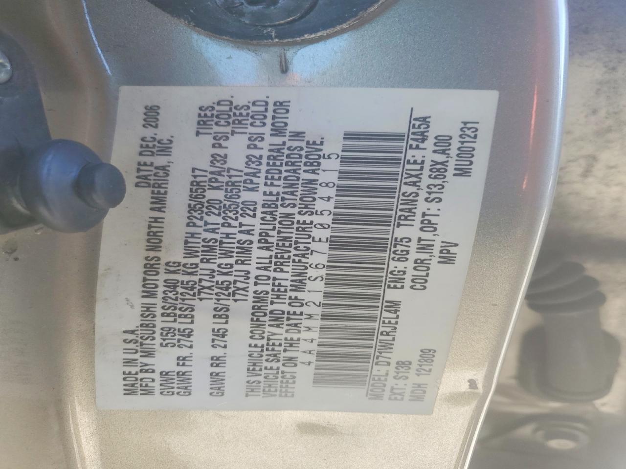 2007 Mitsubishi Endeavor Ls Beige vin: 4A4MM21S67E054815