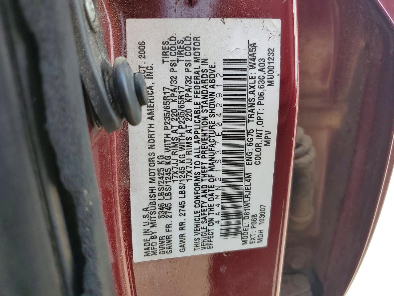2007 Mitsubishi Endeavor Ls Red vin: 4A4MN21S37E042912