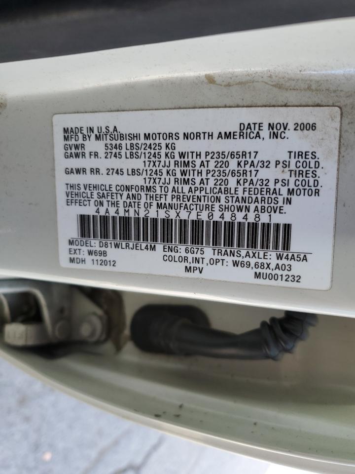 2007 Mitsubishi Endeavor Ls White vin: 4A4MN21SX7E048481