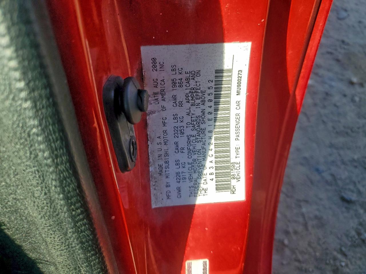 2001 Dodge Stratus Se Red vin: 4B3AG42H81E040552