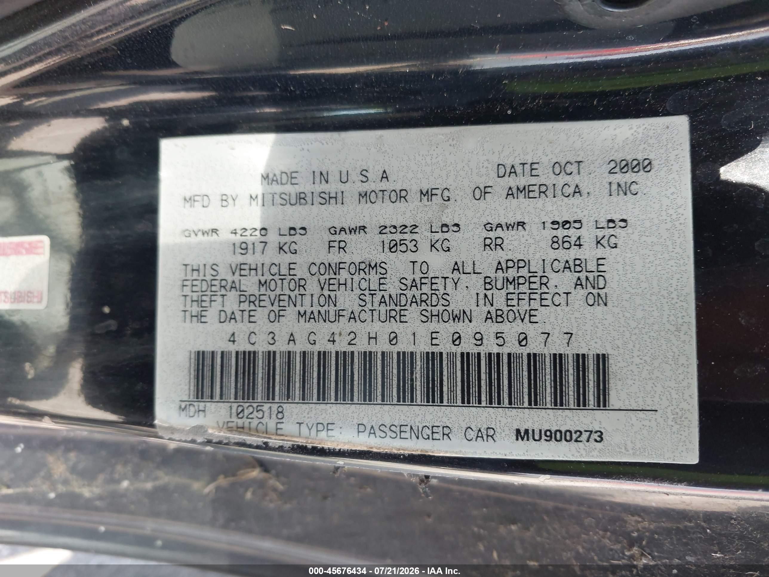 2001 Chrysler Sebring Lx Black vin: 4C3AG42H01E095077
