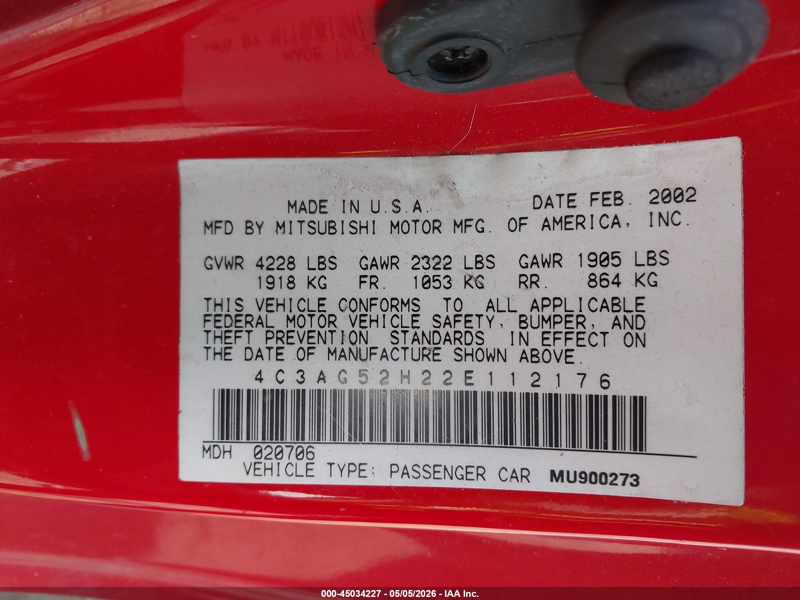 2002 Chrysler Sebring Lxi Red vin: 4C3AG52H22E112176