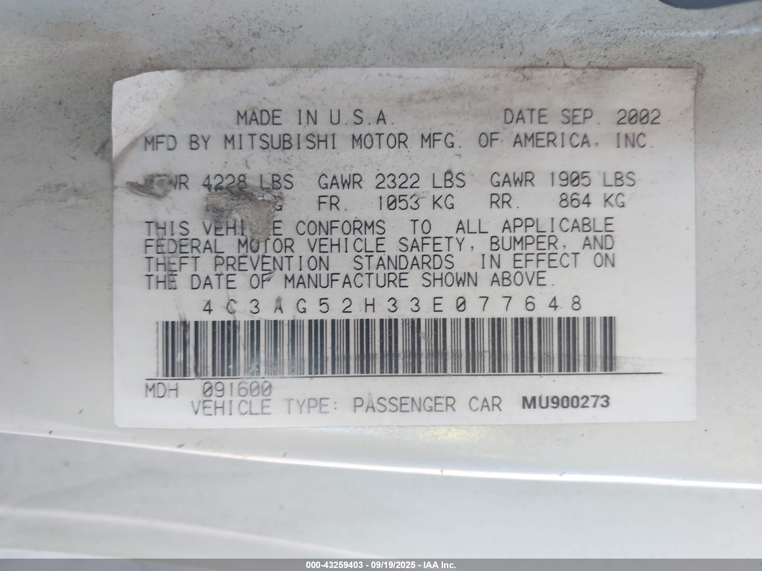 2003 Chrysler Sebring Lxi White vin: 4C3AG52H33E077648
