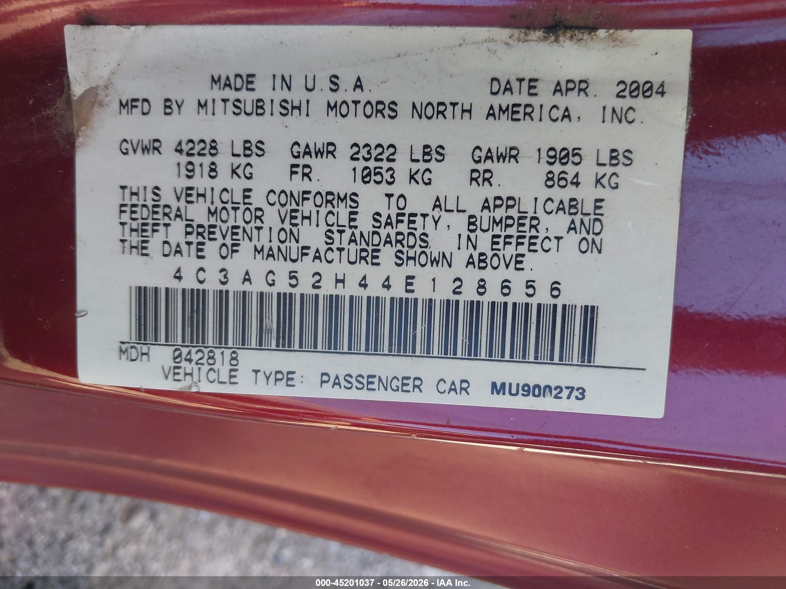 2004 Chrysler Sebring Limited Red vin: 4C3AG52H44E128656