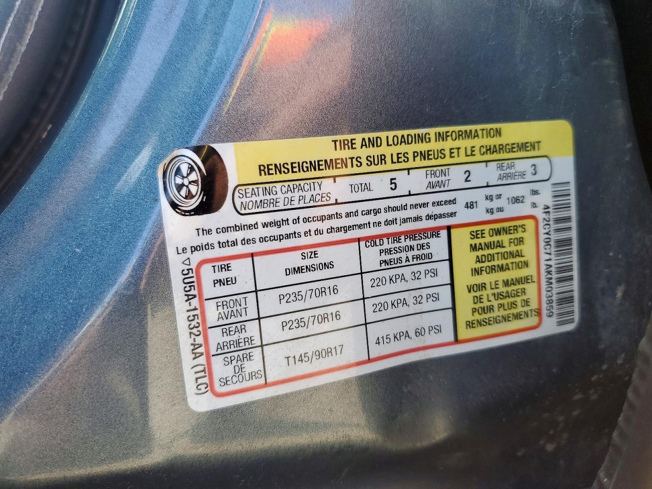 2010 Mazda Tribute I Blue vin: 4F2CY0C71AKM03859