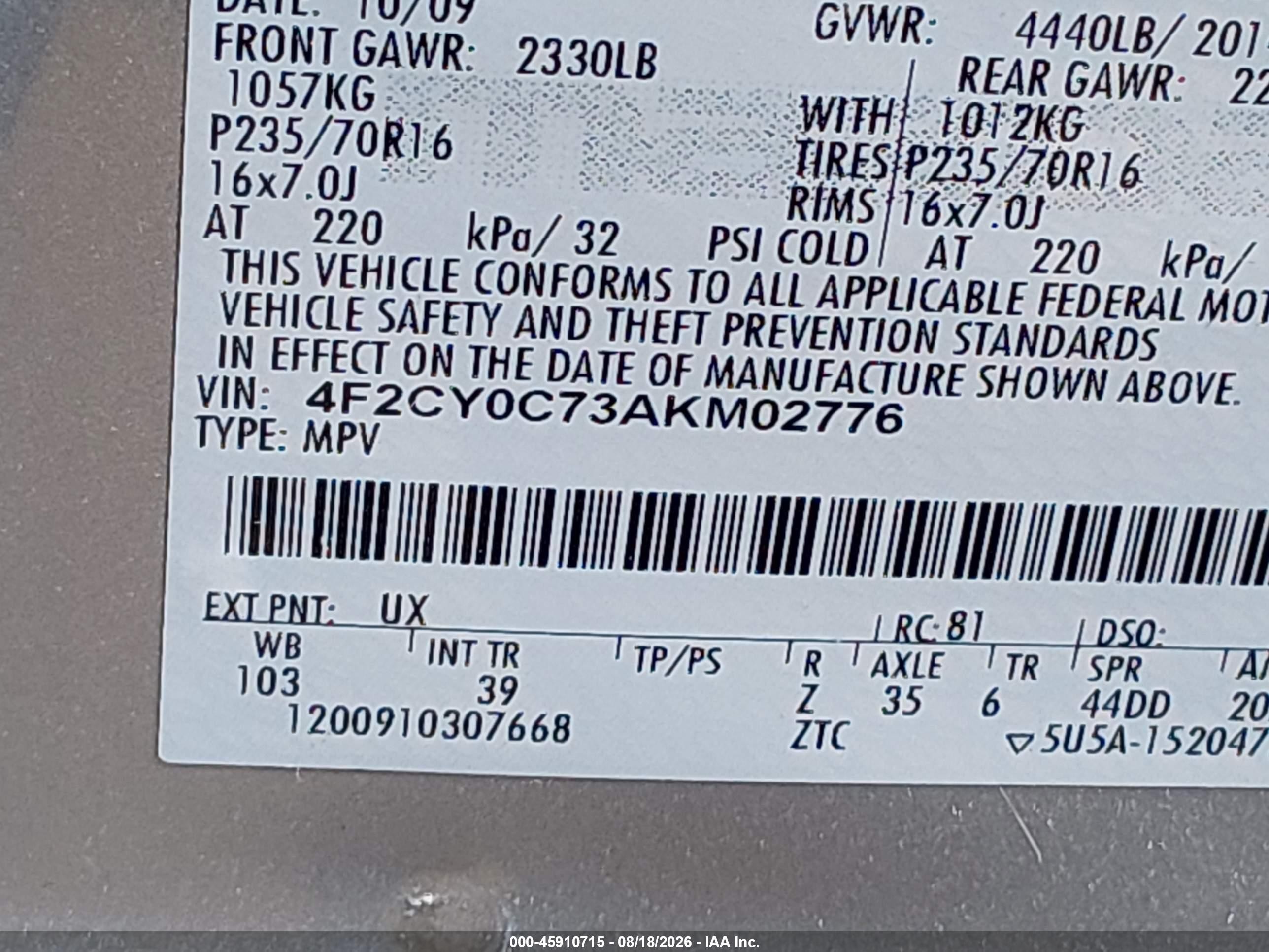 2010 Mazda Tribute I Sport Silver vin: 4F2CY0C73AKM02776