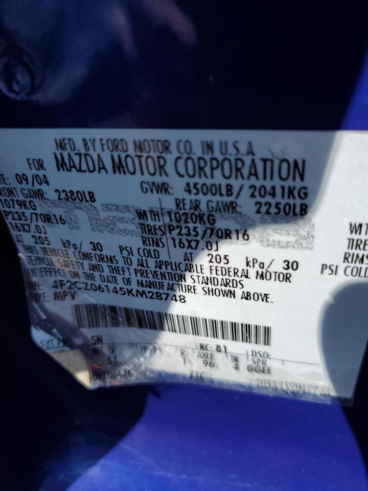 4F2CZ06145KM28748 — 2005 MAZDA TRIBUTE History & VIN | AutoHelperBot