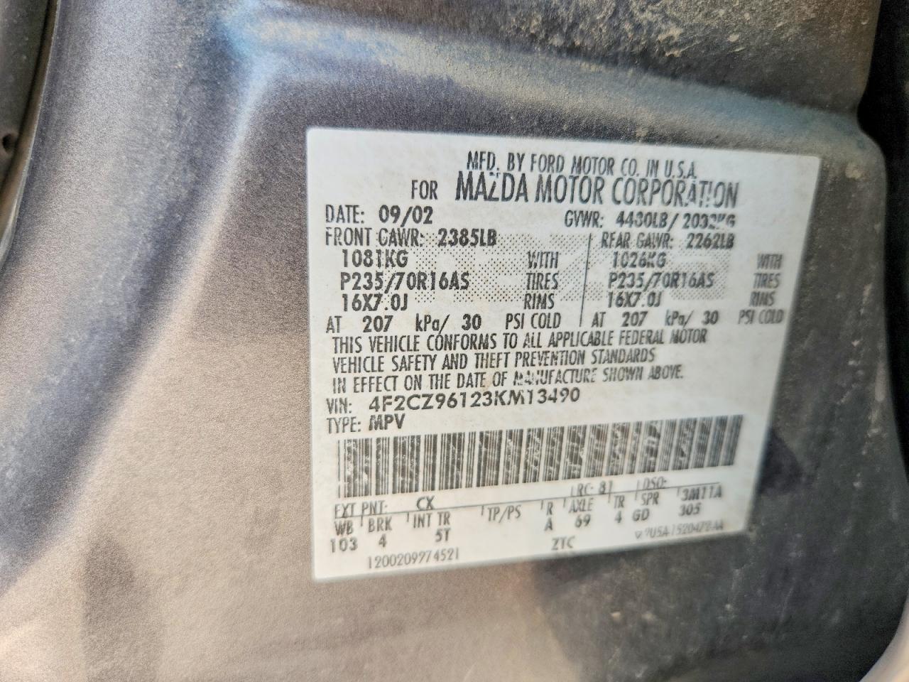 2003 Mazda Tribute Es Gray vin: 4F2CZ96123KM13490