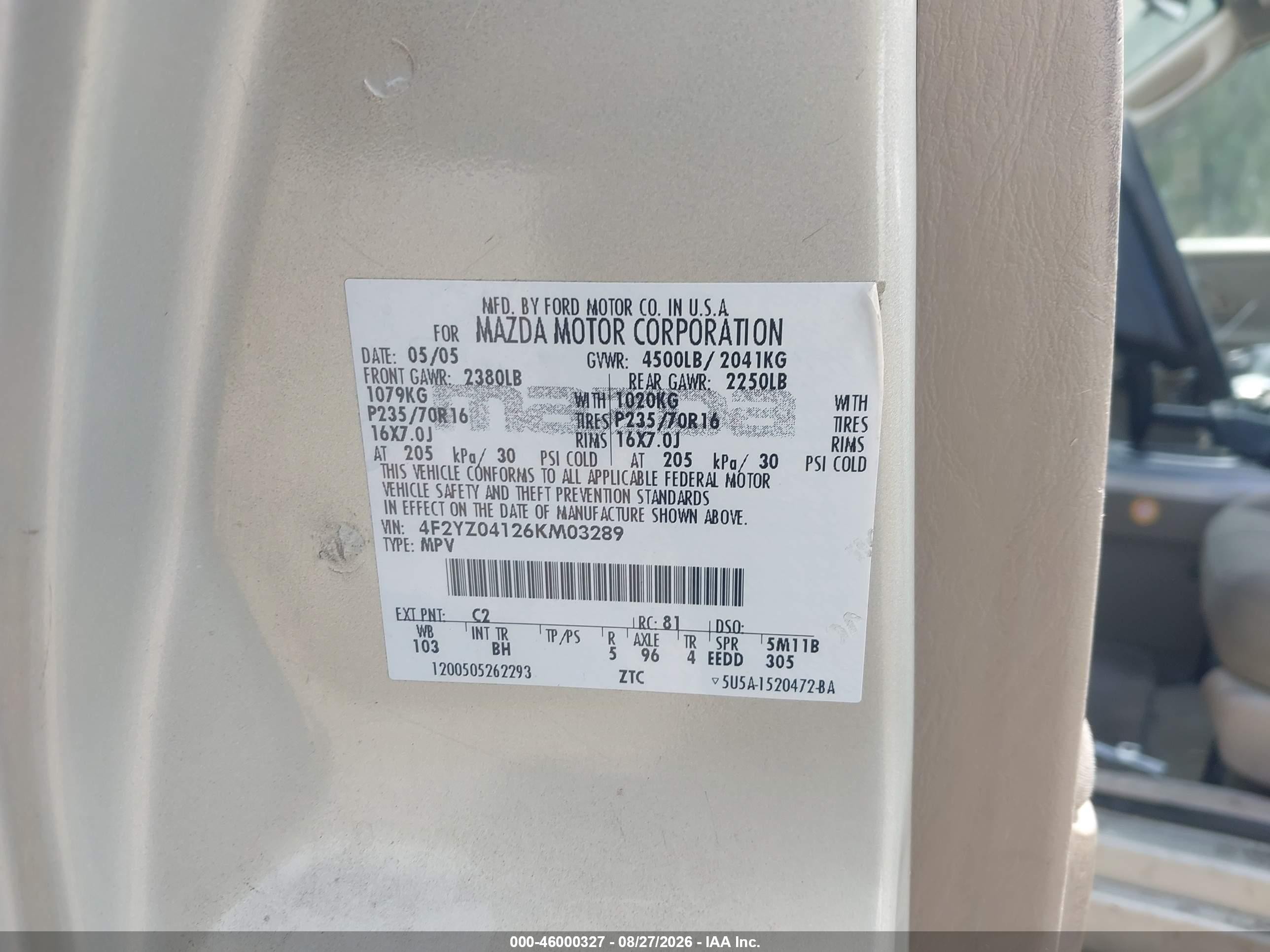2006 Mazda Tribute S Silver vin: 4F2YZ04126KM03289