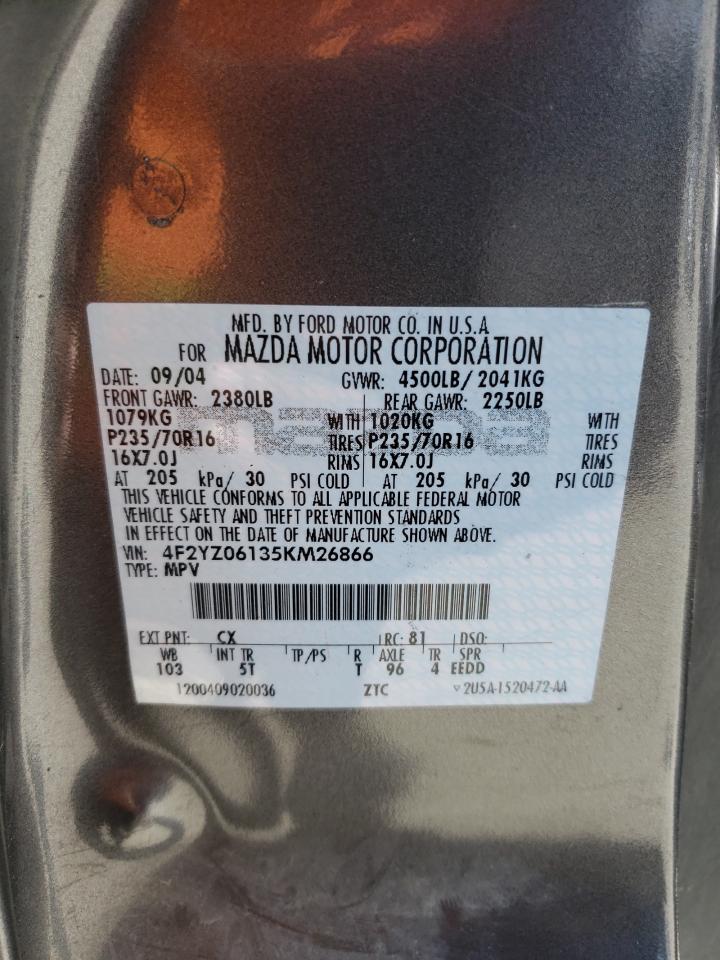 2005 Mazda Tribute S Gray vin: 4F2YZ06135KM26866