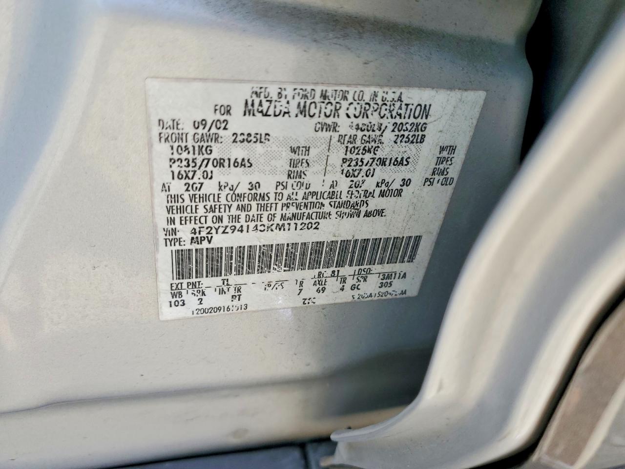 2003 Mazda Tribute Lx Silver vin: 4F2YZ94143KM11202