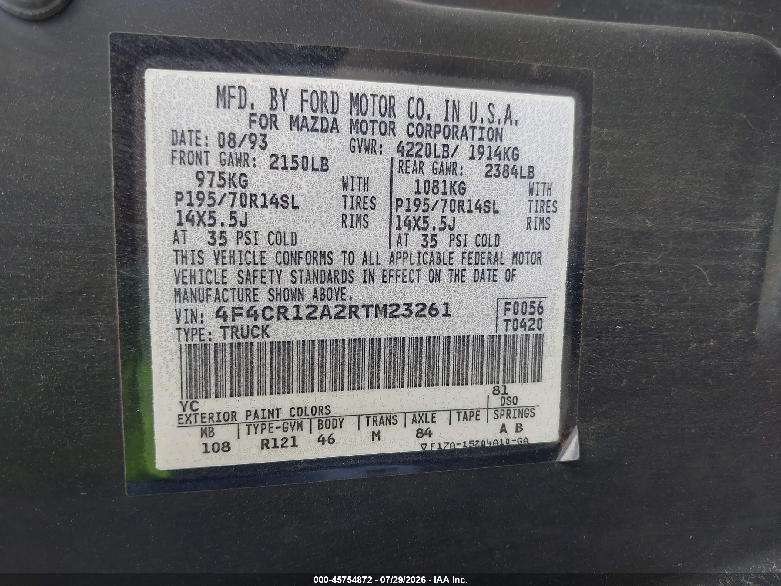 1994 Mazda B2300   Gray vin: 4F4CR12A2RTM23261
