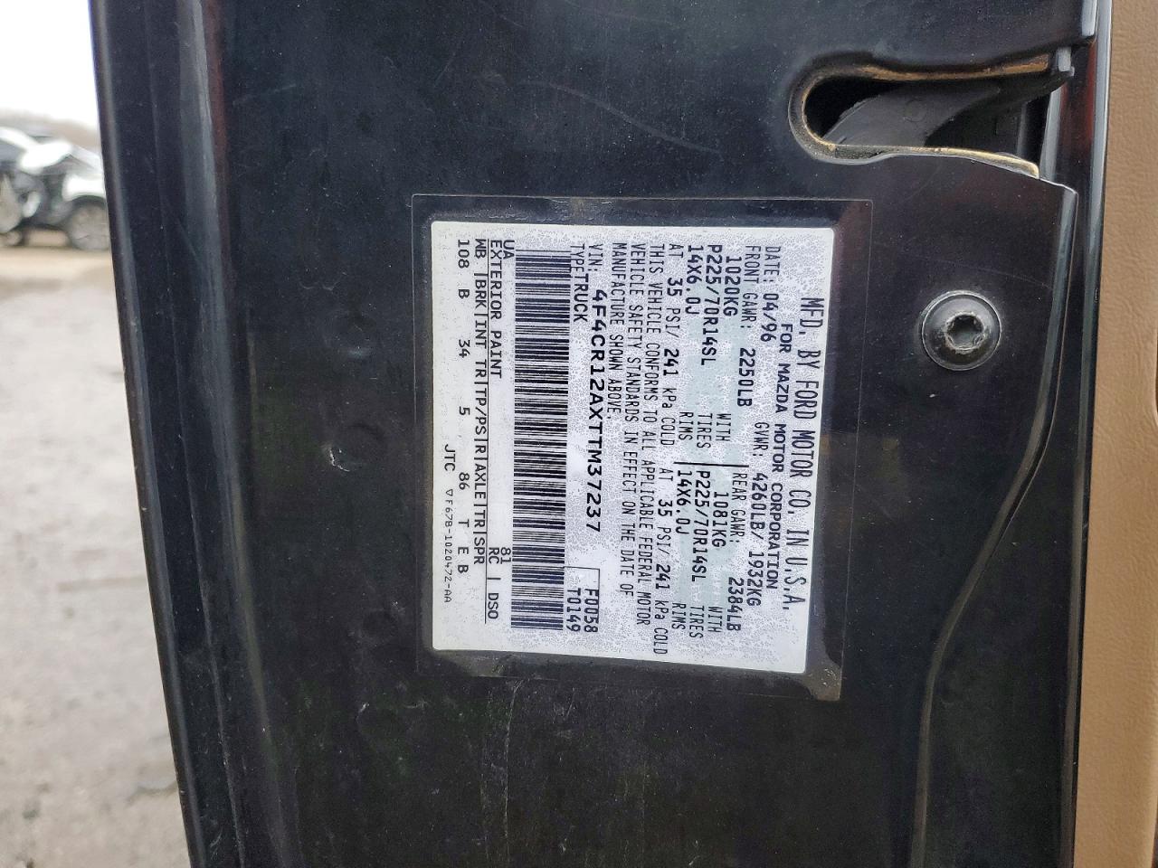 1996 Mazda B2300 Black vin: 4F4CR12AXTTM37237