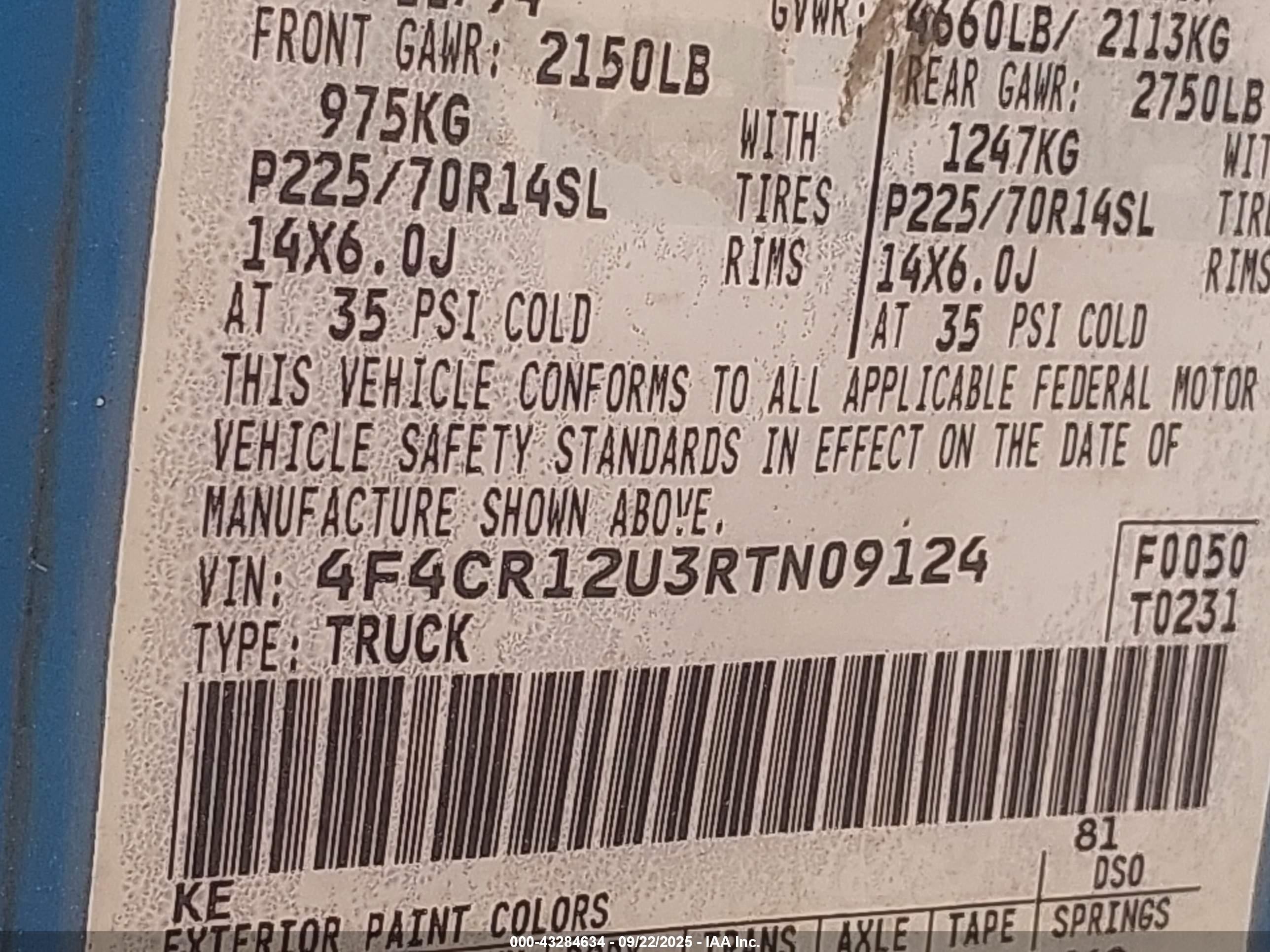 1994 Mazda B3000   Blue vin: 4F4CR12U3RTN09124