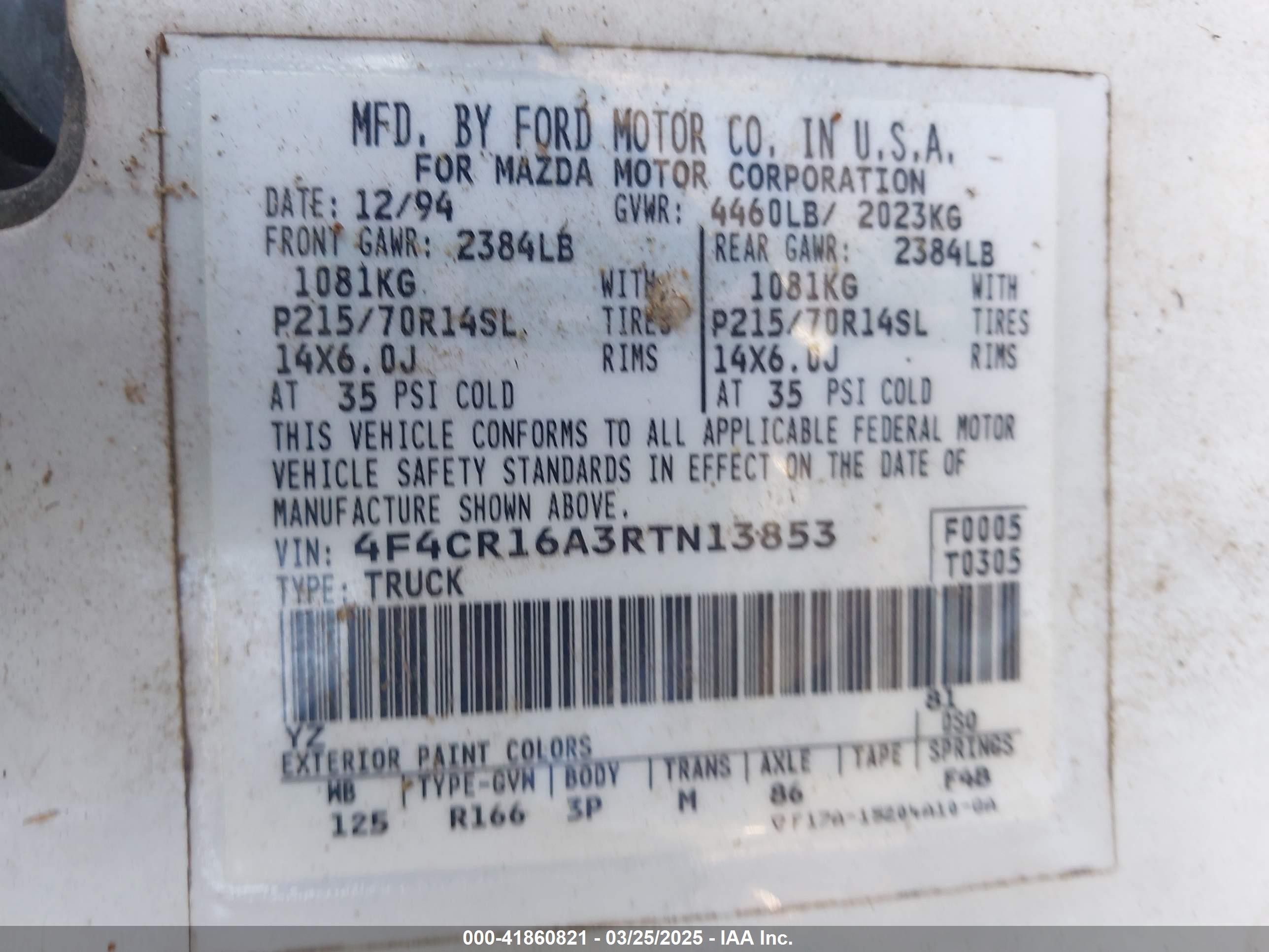 1994 Mazda B2300 Cab Plus White vin: 4F4CR16A3RTN13853