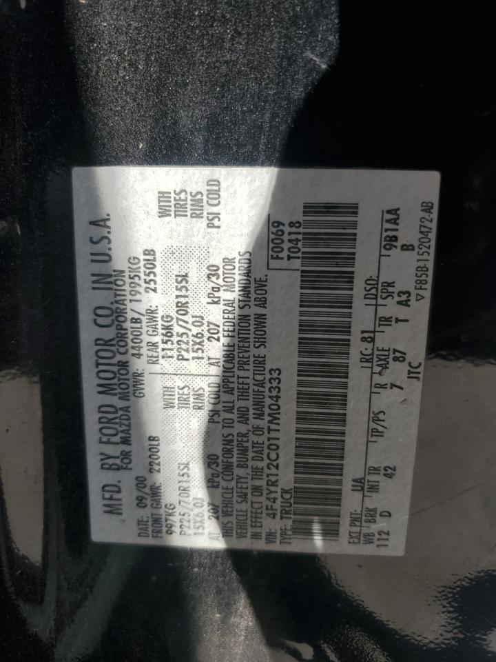 2001 Mazda B2500 Black vin: 4F4YR12C01TM04333