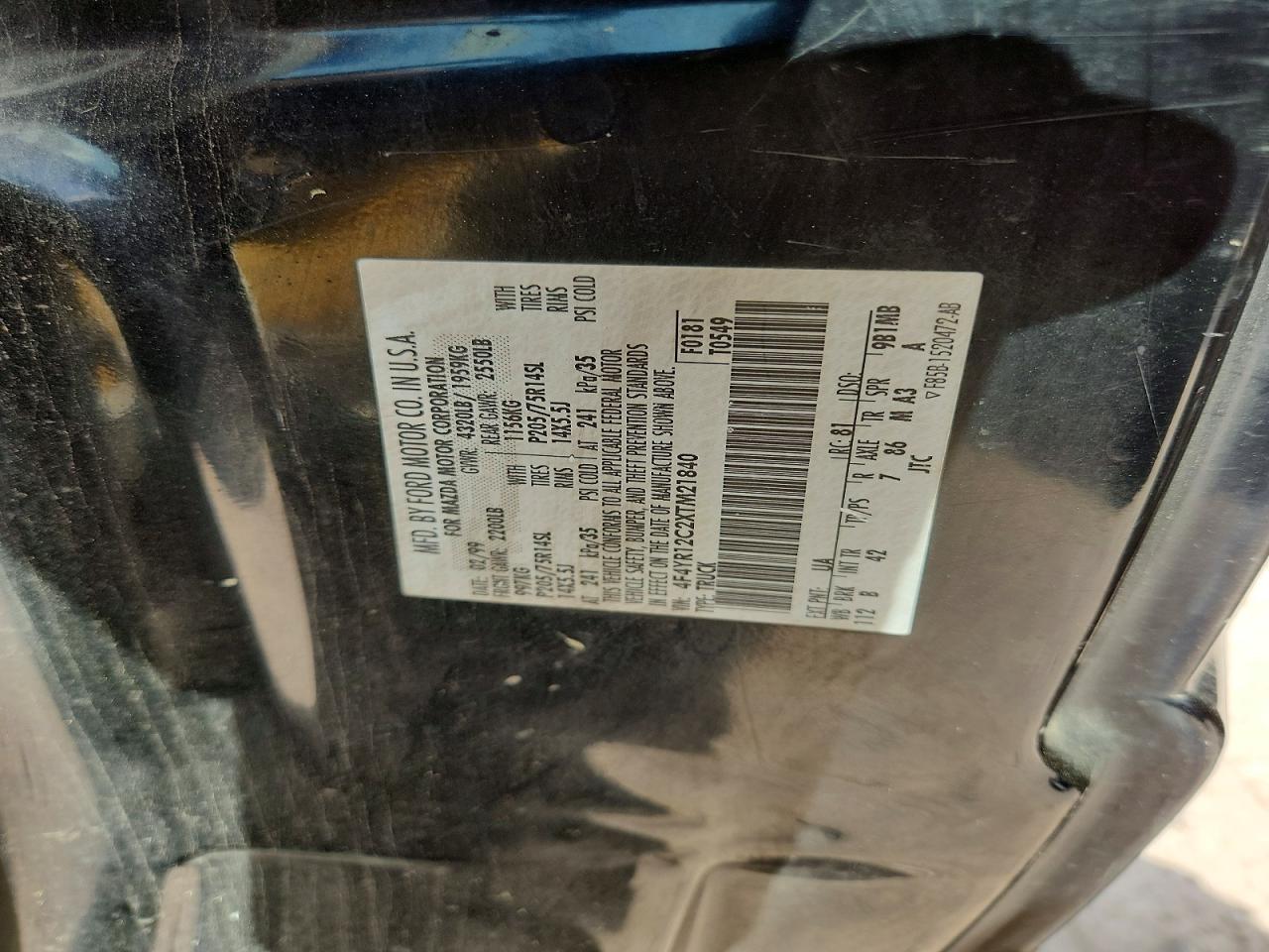 1999 Mazda B2500 Черный vin: 4F4YR12C2XTM21840