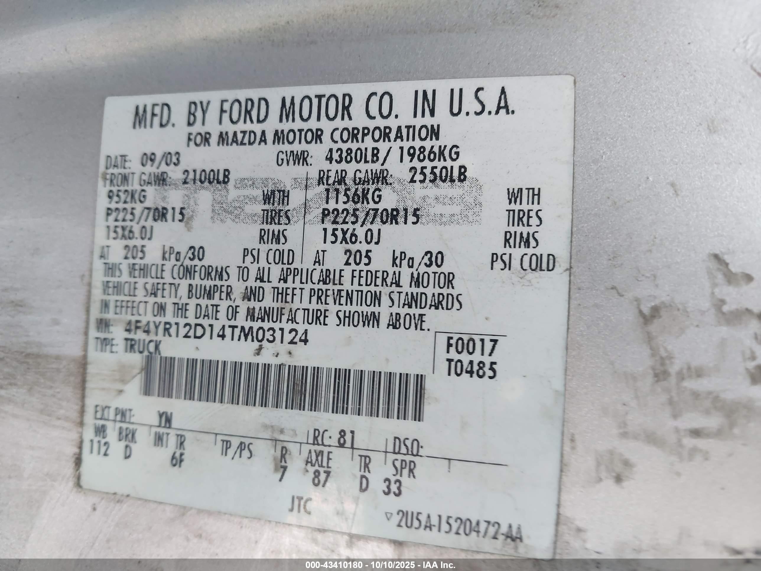 2004 Mazda B2300   Silver vin: 4F4YR12D14TM03124