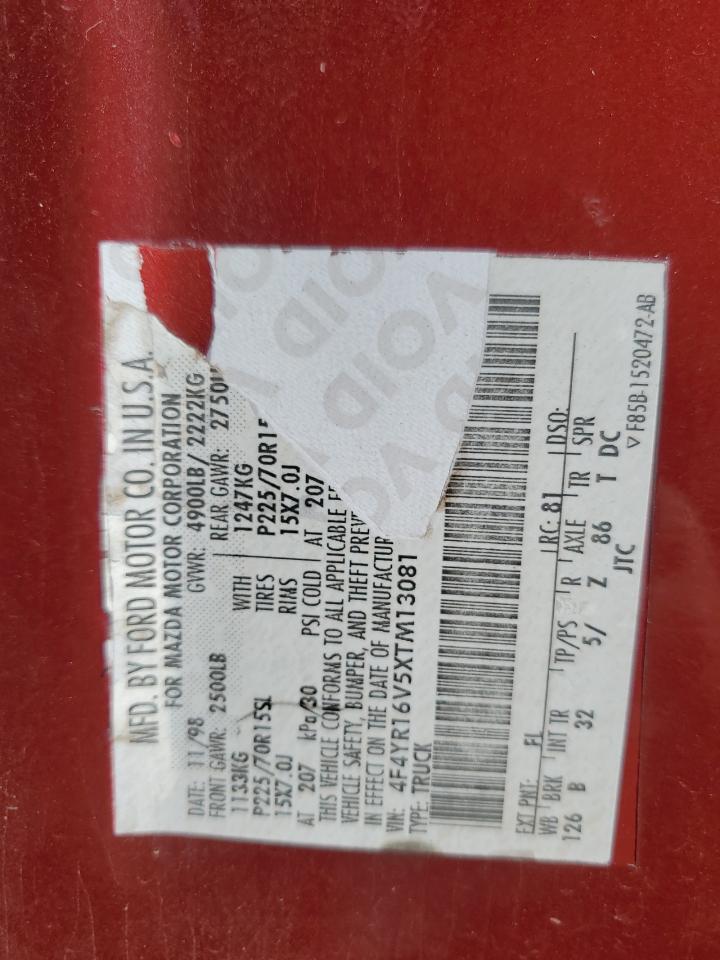1999 Mazda B3000 Cab Plus Burgundy vin: 4F4YR16V5XTM13081