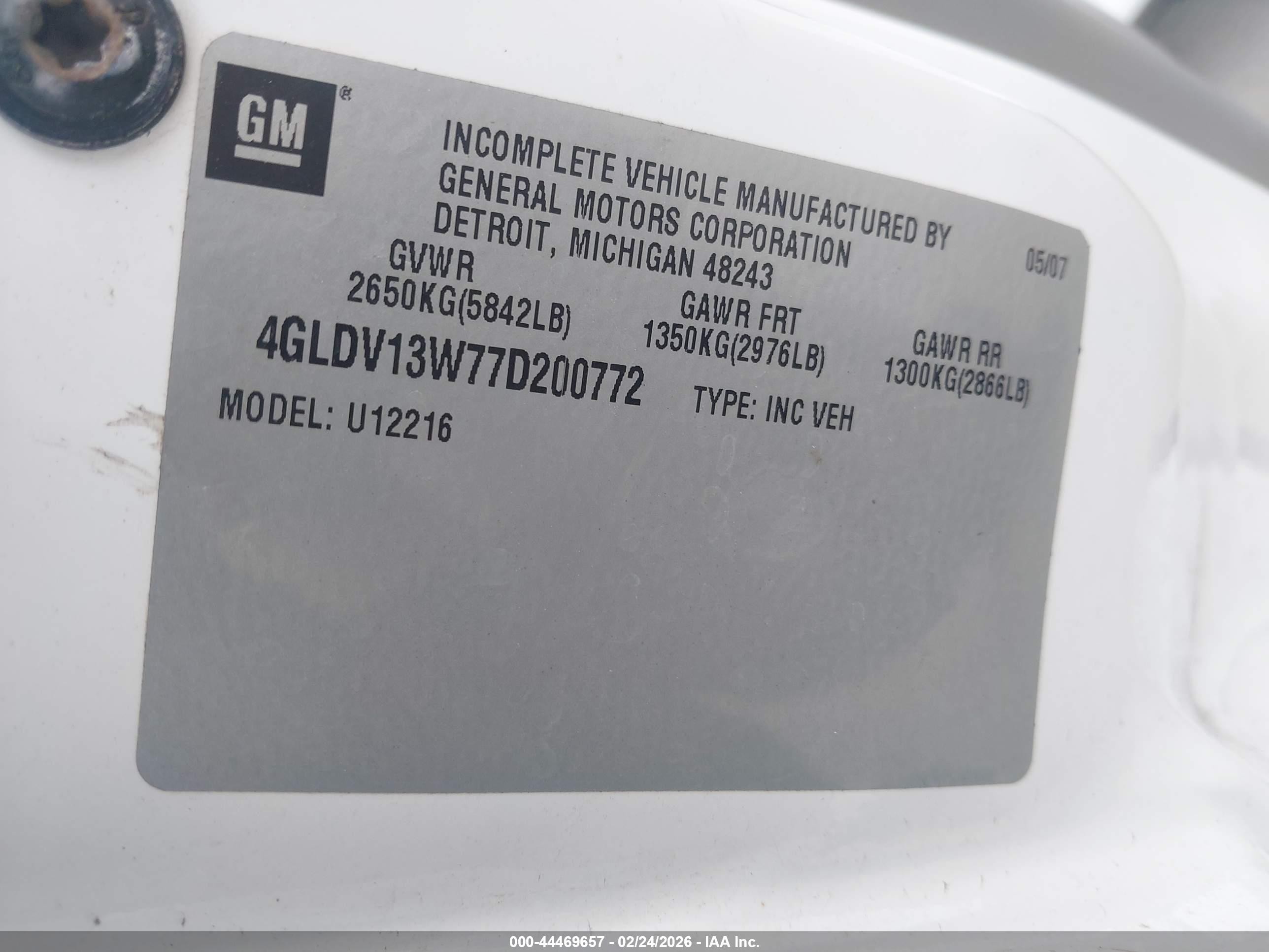 2007 Buick Terraza Cxl White vin: 4GLDV13W77D200772