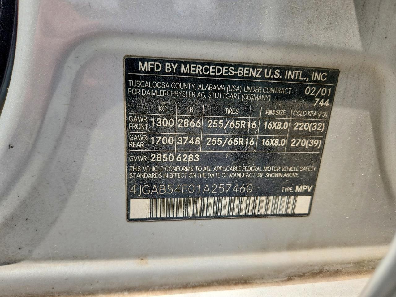 2001 Mercedes-benz Ml 320 Silver vin: 4JGAB54E01A257460